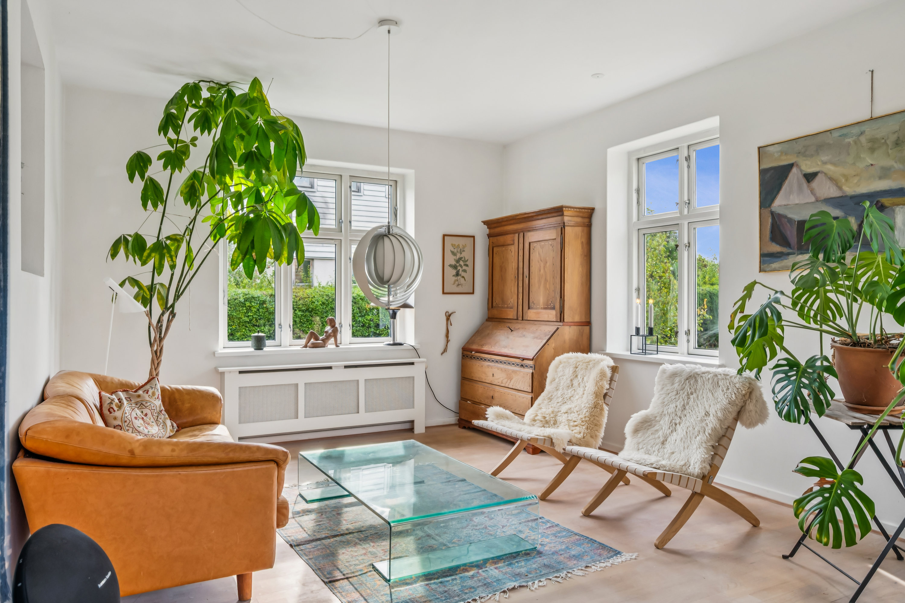 Fremhævet stue billede i fuldskærmstilstand. Billede af Solbakken 15, 8240 Risskov