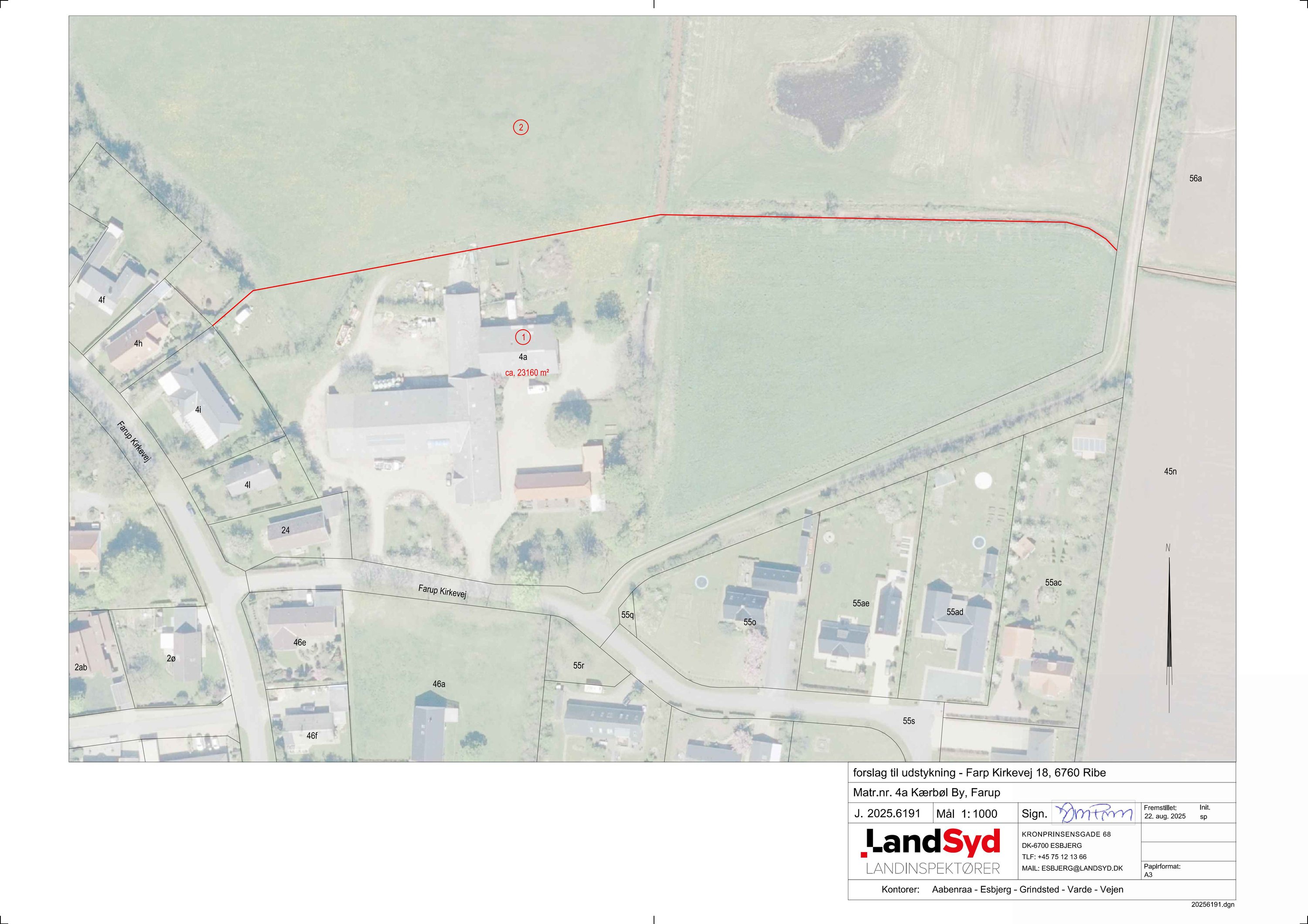 Fremhævet forslag til udstykning billede i fuldskærmstilstand. Billede af Farup Kirkevej 18, Kærbøl, 6760 Ribe