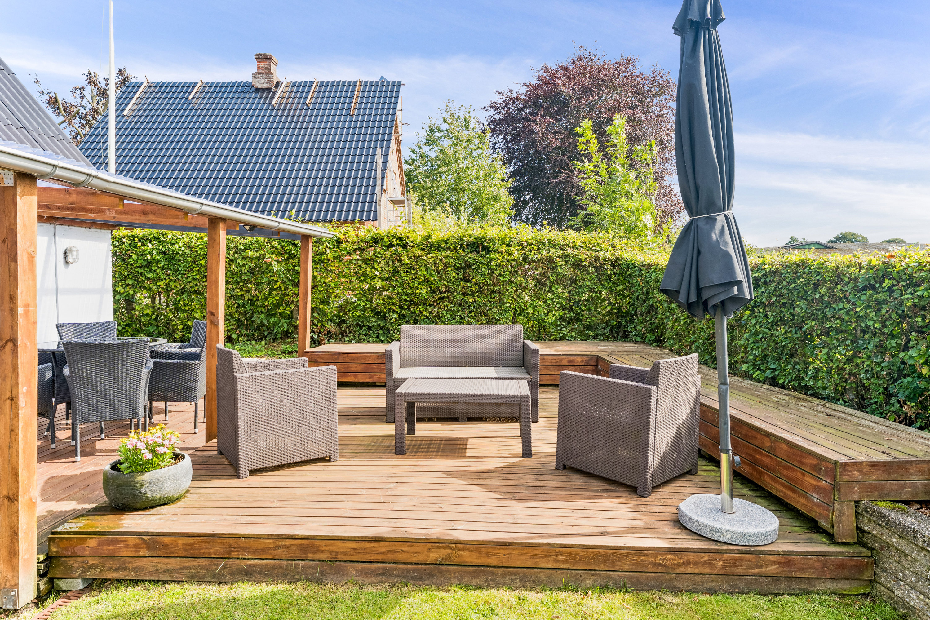 Fremhævet terrasse billede i fuldskærmstilstand. Billede af Vinkelvej 37, Hvorslev, 8860 Ulstrup