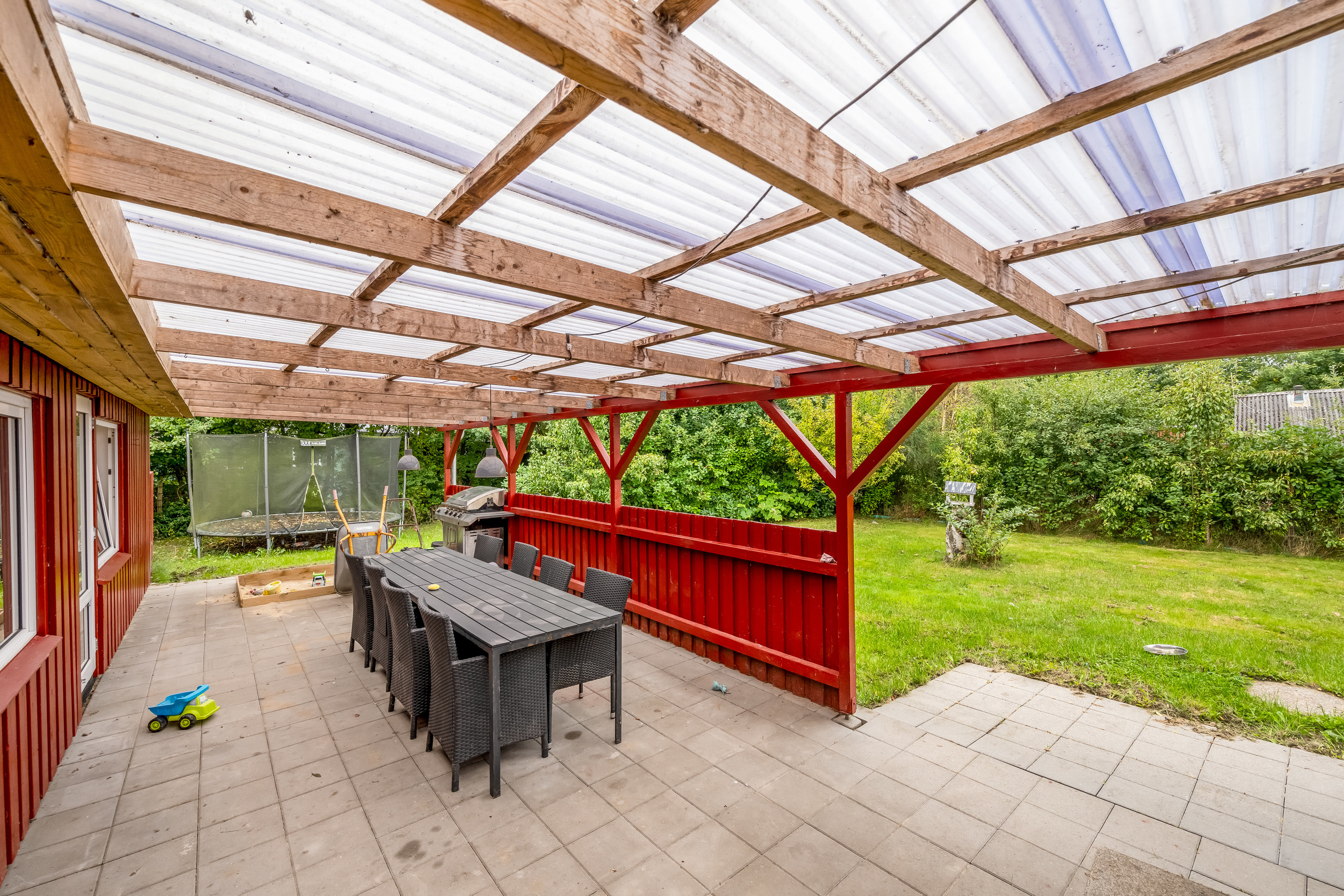 Fremhævet overdækket terrasse billede i fuldskærmstilstand. Billede af Gyvelvej 59, Stauning, 6900 Skjern