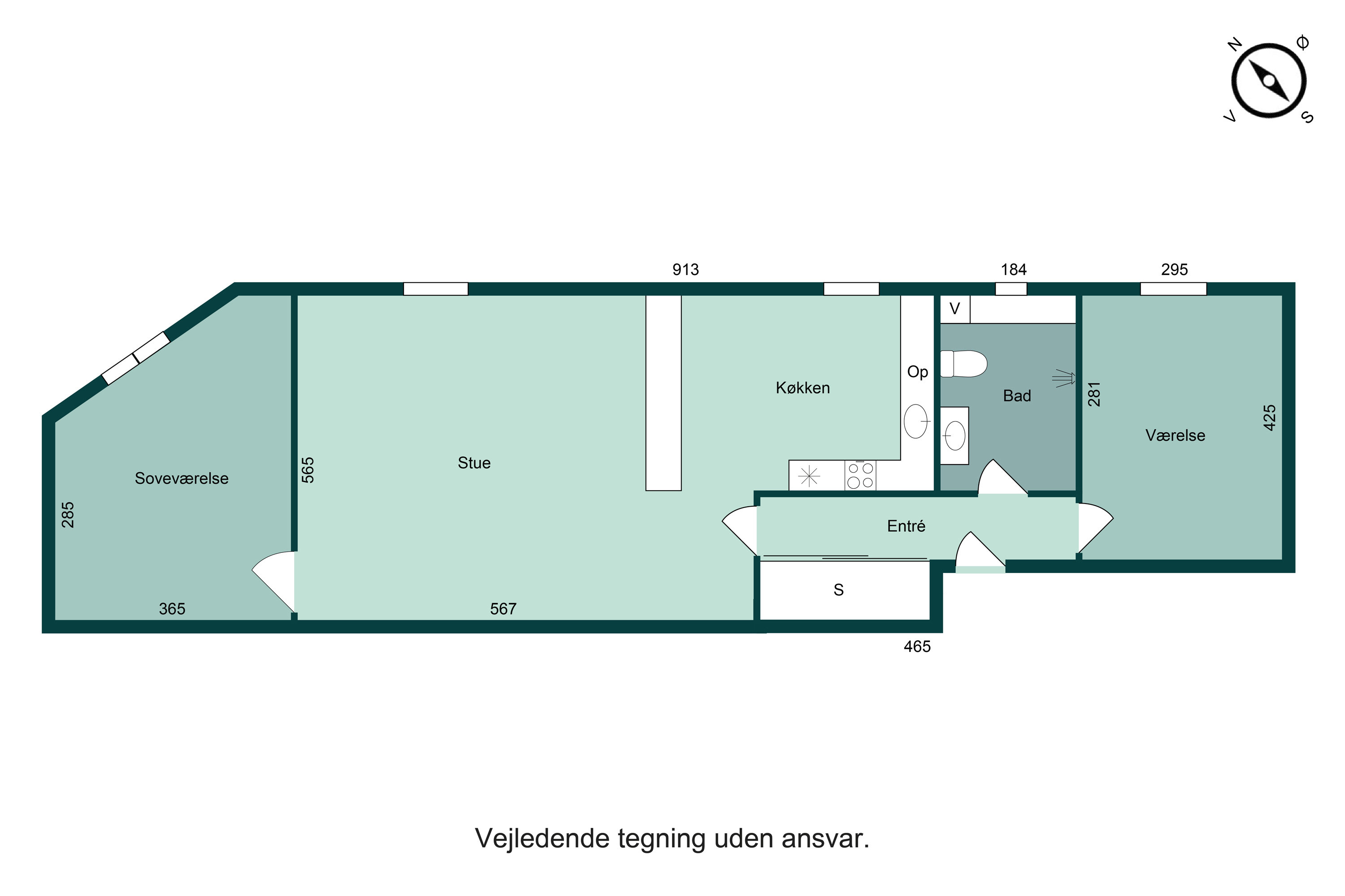 Plantegninger billede af Ribersgade 2, 3. mf., 8700 Horsens