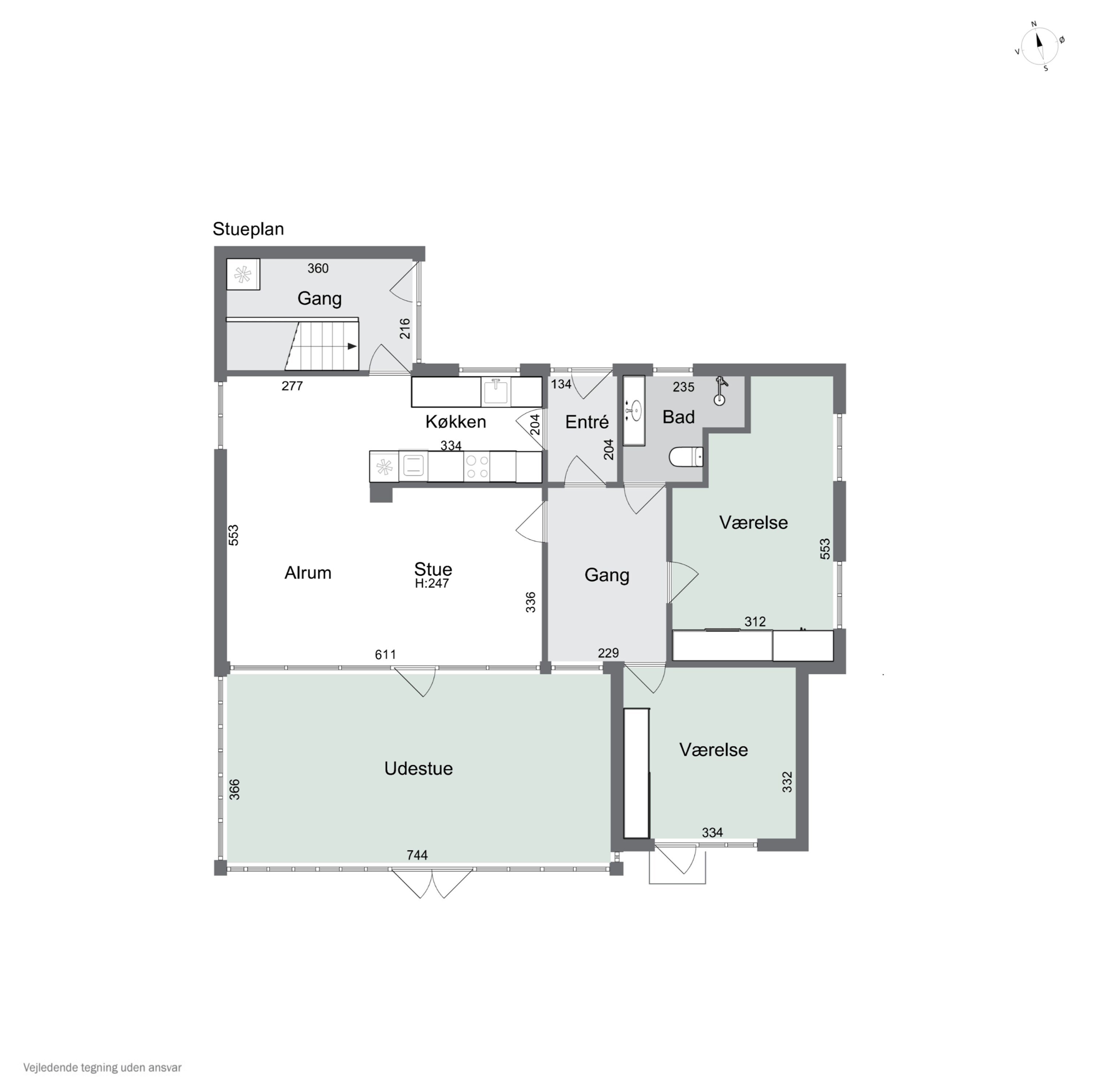 Fremhævet stueplan billede i fuldskærmstilstand. Billede af Midtervang 1, 6630 Rødding