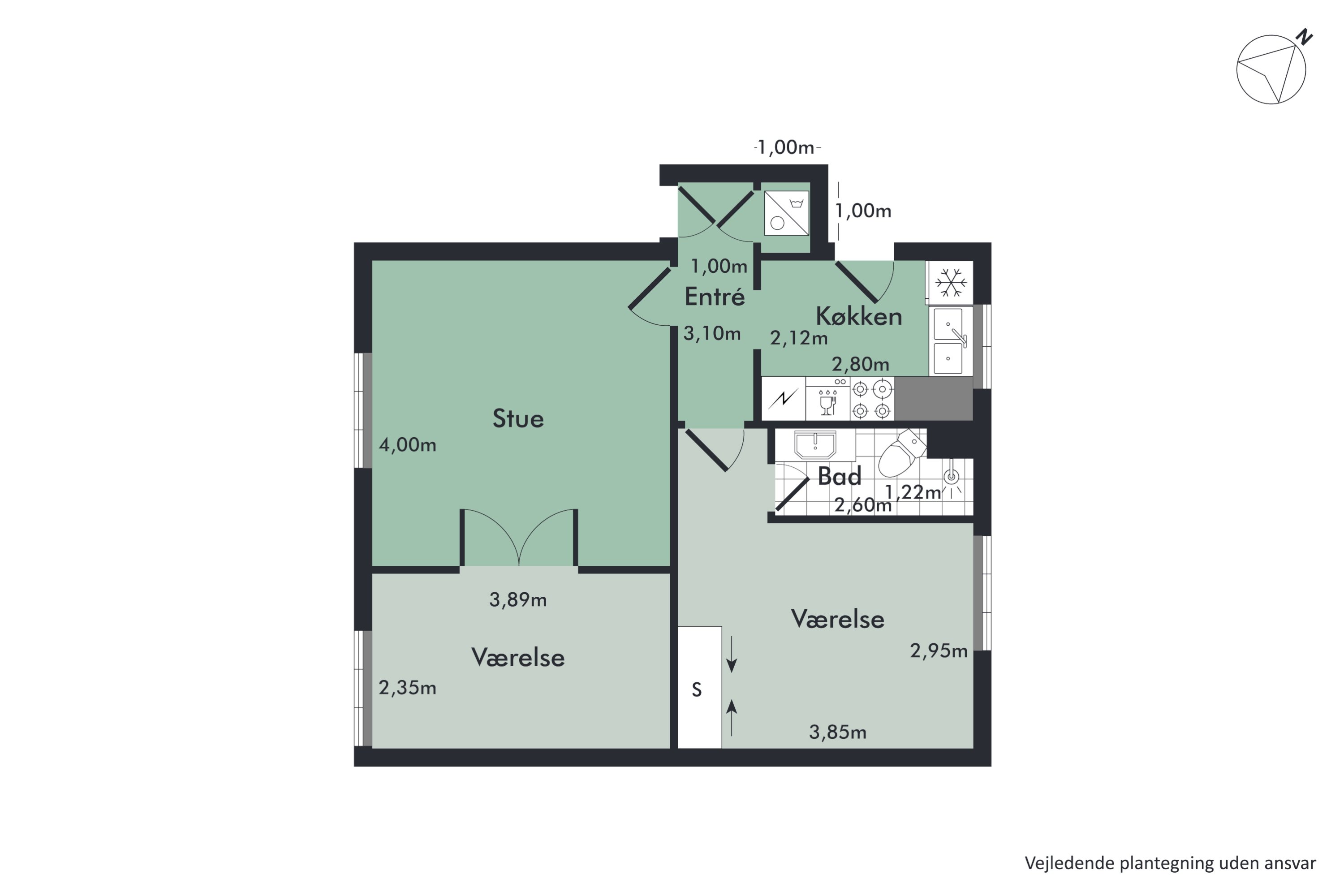 Plantegninger billede af Islandsgade 5, 2. th., 9000 Aalborg