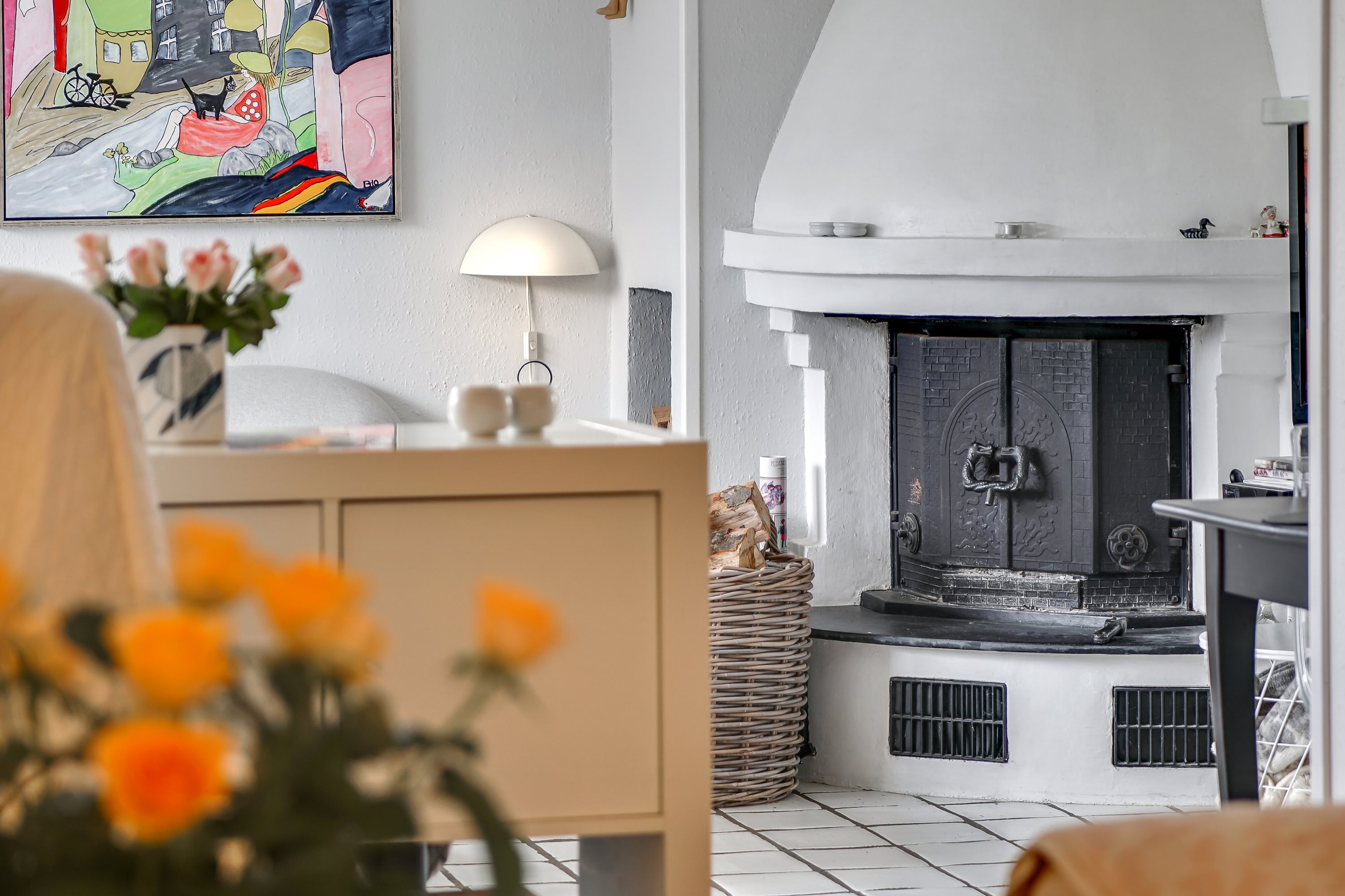 Fremhævet pejsestue billede i fuldskærmstilstand. Billede af Georg Brandes Vej 17, 4700 Næstved