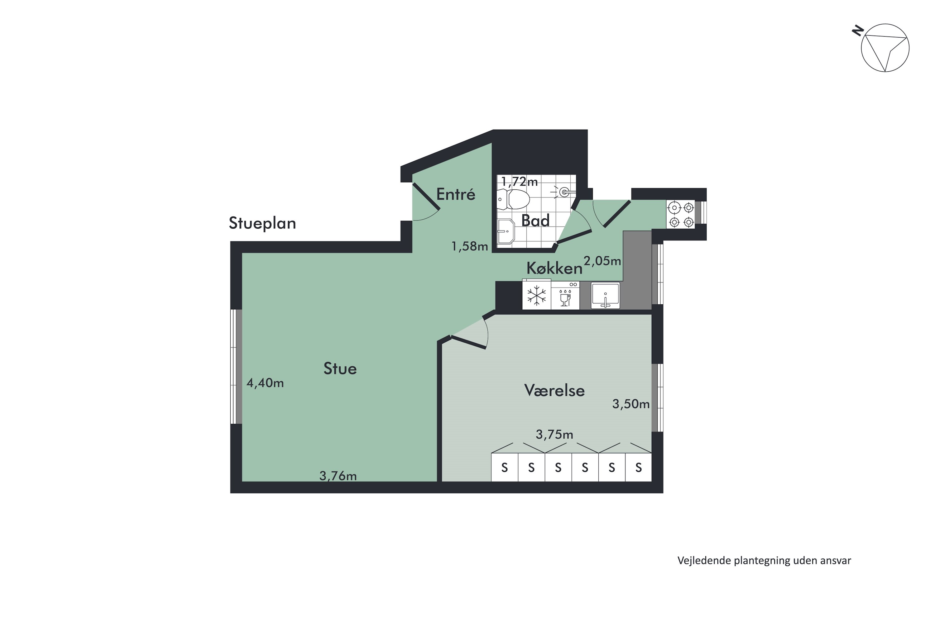 Plantegninger billede af Møensgade 2, 1. th., 9000 Aalborg