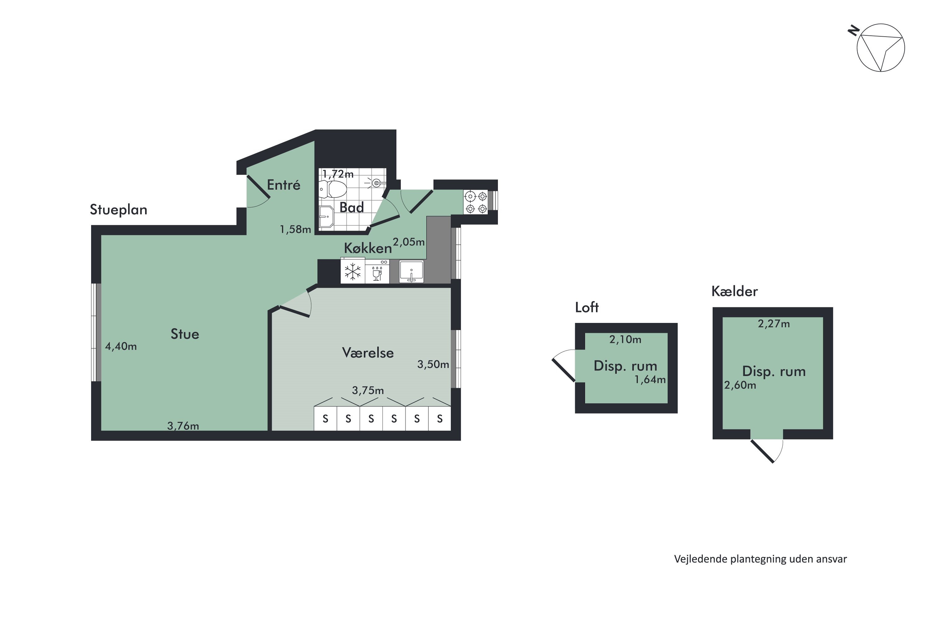 Plantegninger billede af Møensgade 2, 1. th., 9000 Aalborg