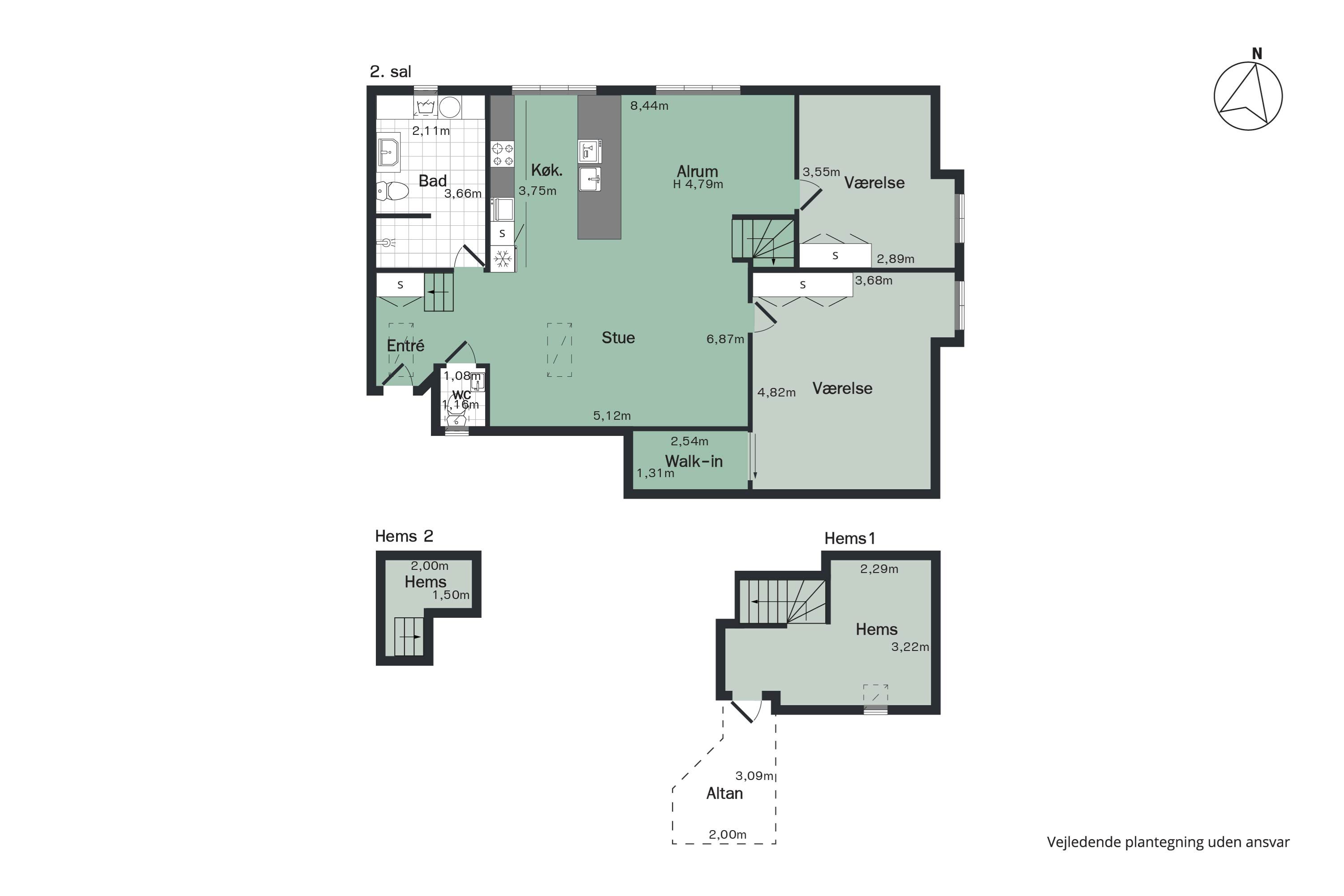 Plantegninger billede af Bispensgade 13, 2. th., 9000 Aalborg