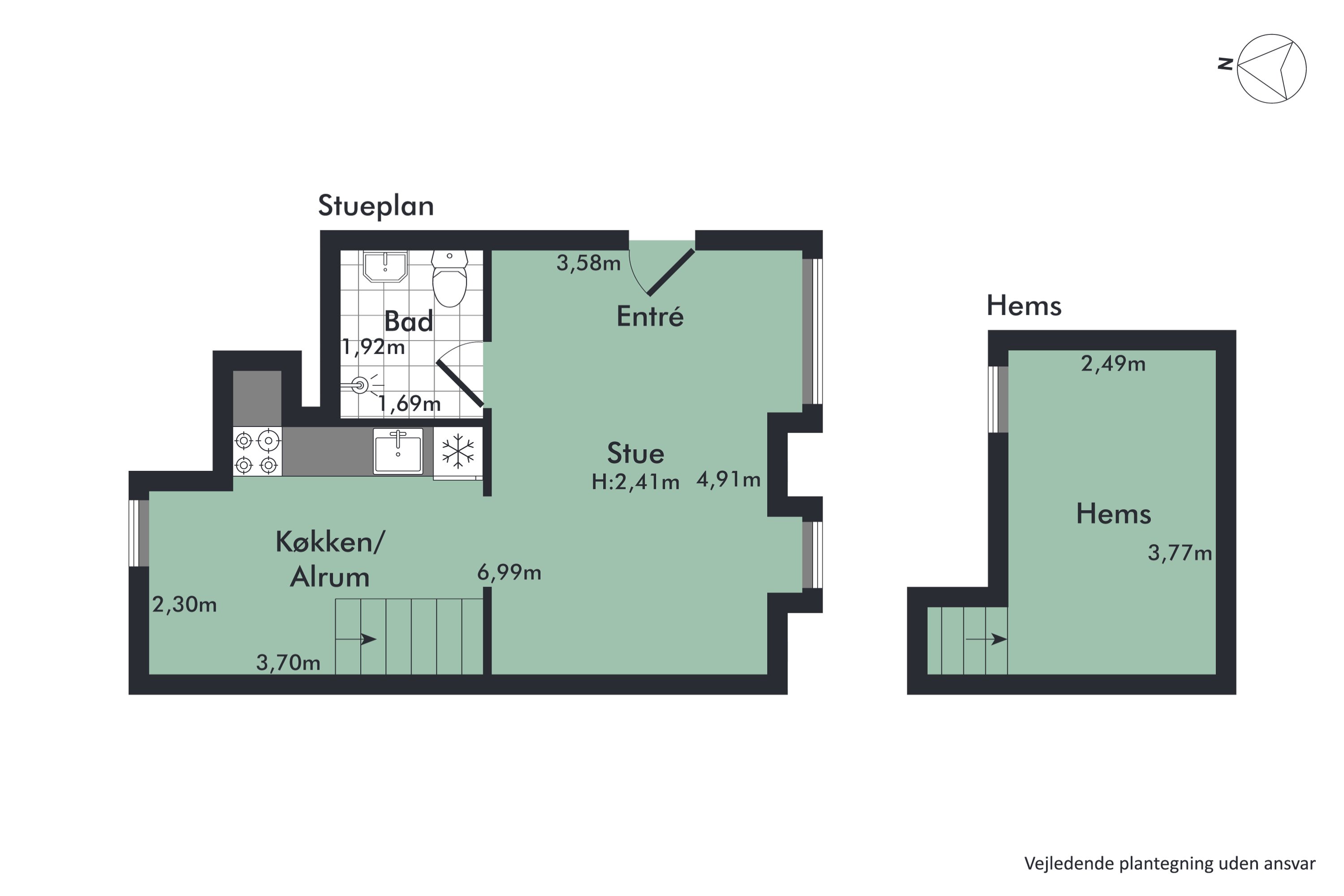 Plantegninger billede af Kayerødsgade 9, 2. th., 9000 Aalborg