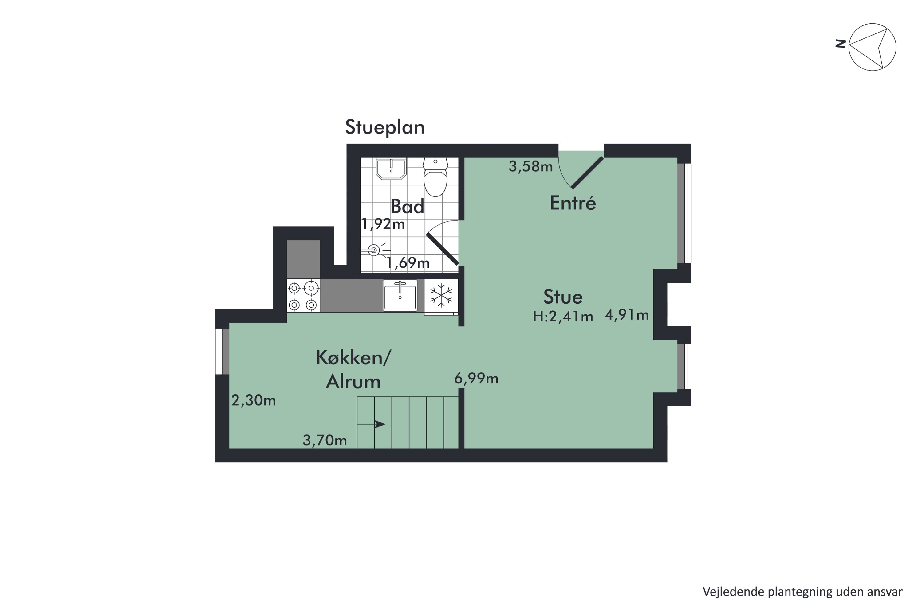 Plantegninger billede af Kayerødsgade 9, 2. th., 9000 Aalborg