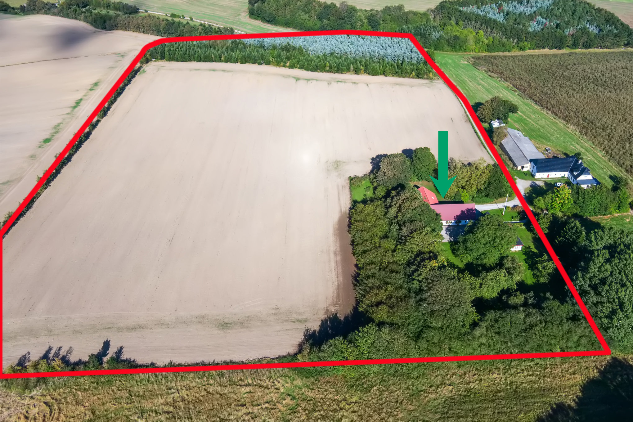 Fremhævet luftfoto billede i fuldskærmstilstand. Billede af Bavnevej 140, Tvede, 8930 Randers NØ