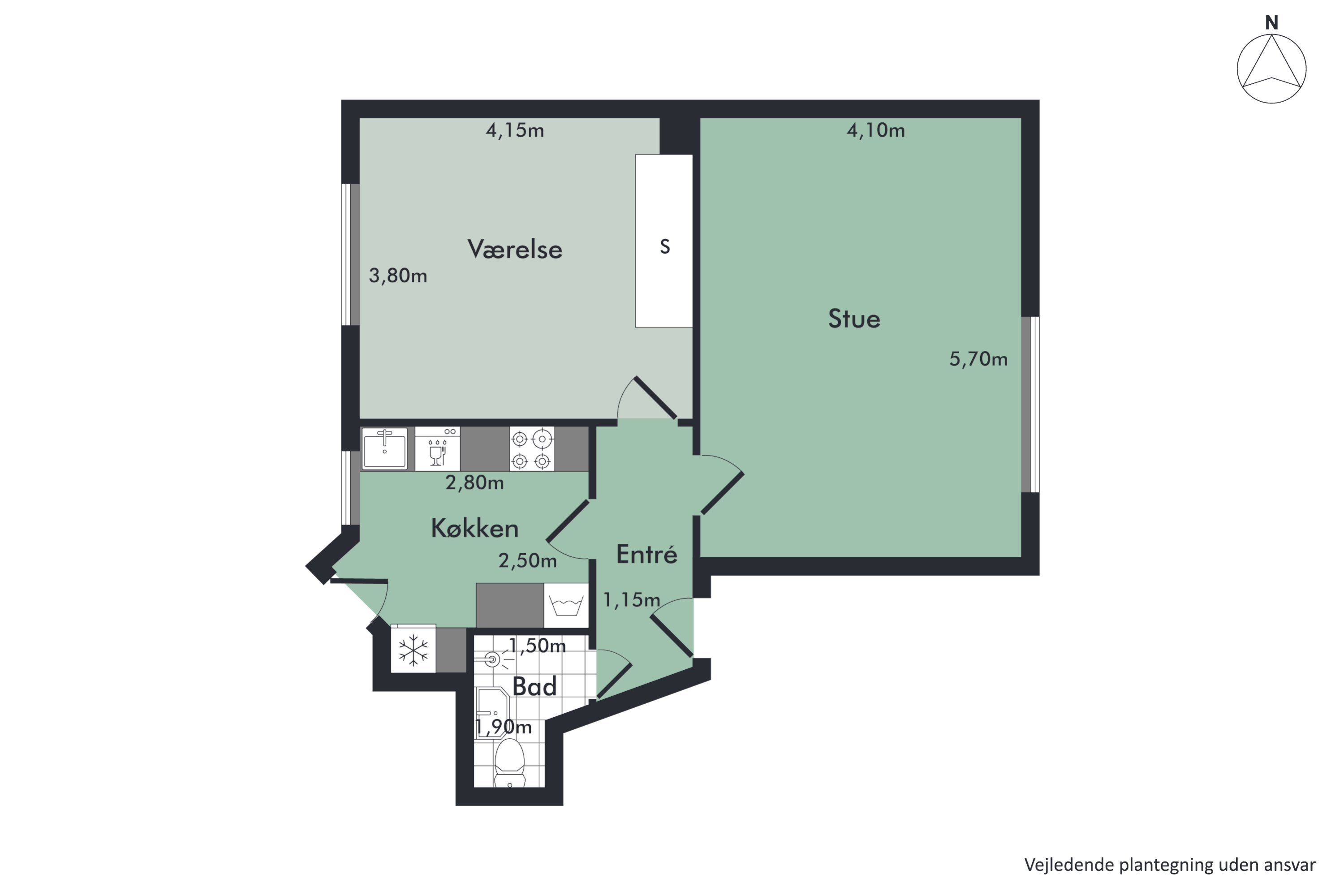 Plantegninger billede af Sønderbro 10, 2. th., 9000 Aalborg