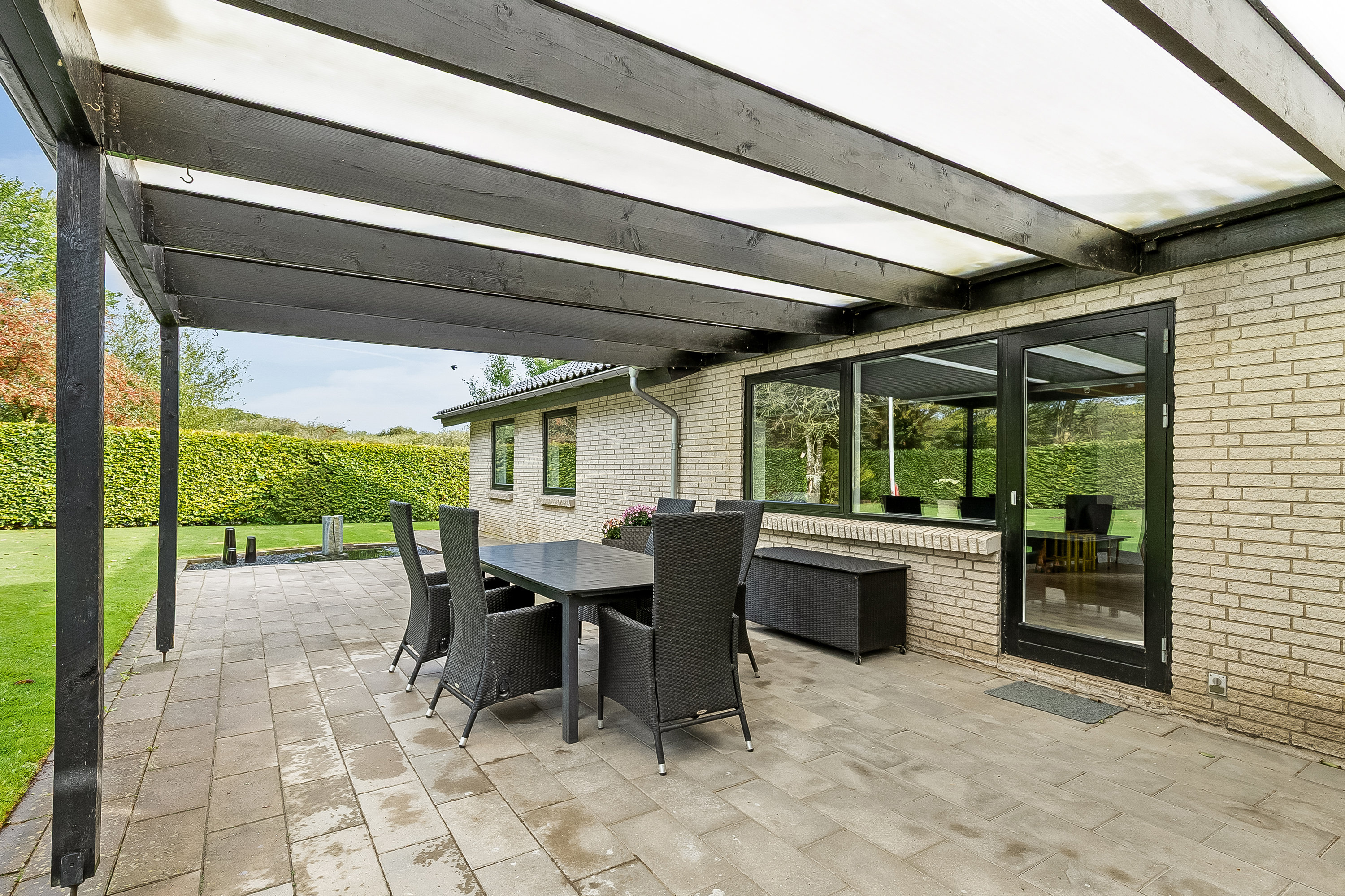 Fremhævet overdækket terrasse billede i fuldskærmstilstand. Billede af Højvang Nord 7, 6580 Vamdrup