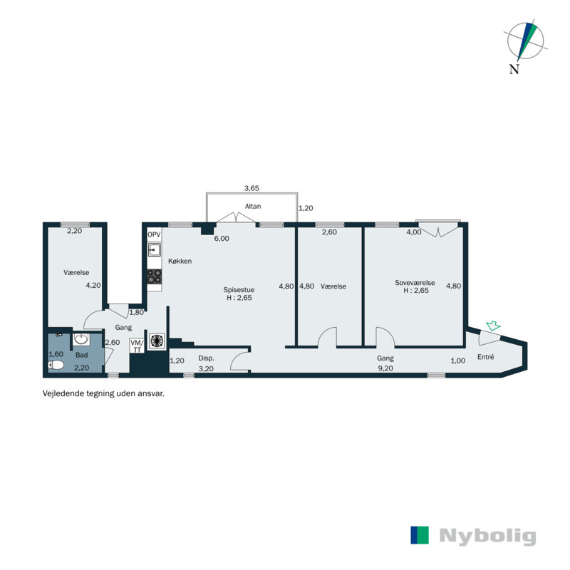 Plantegninger billede af Nørregade 36A, 2. th., 1165 København K