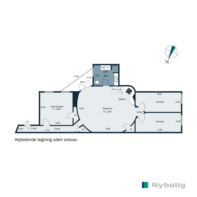 Plantegninger billede af Nørregade 36A, 2. tv., 1165 København K