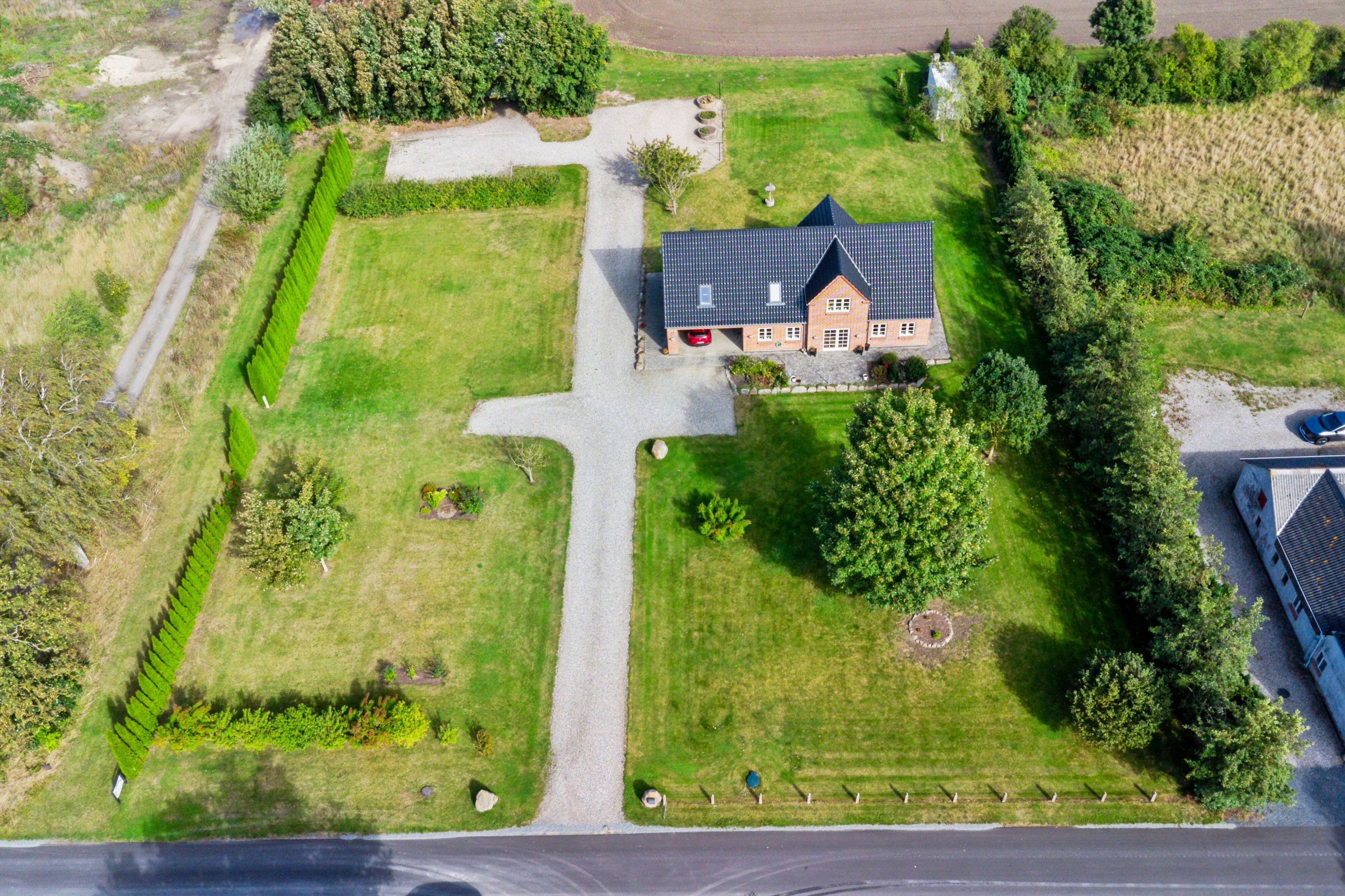 Fremhævet luftfoto billede i fuldskærmstilstand. Billede af P Hansens Gyden 17, Gyngstrup Mark, 5450 Otterup