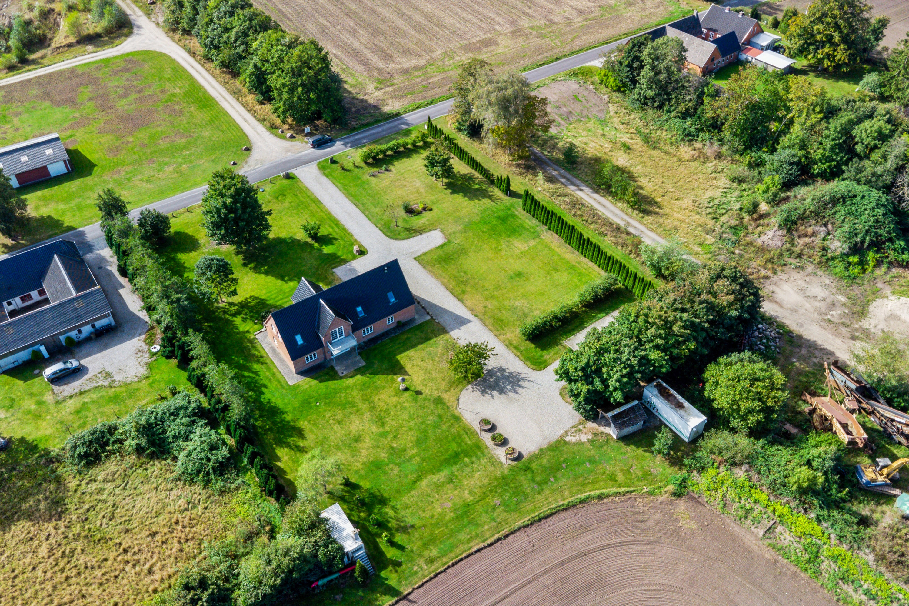 Fremhævet luftfoto billede i fuldskærmstilstand. Billede af P Hansens Gyden 17, Gyngstrup Mark, 5450 Otterup