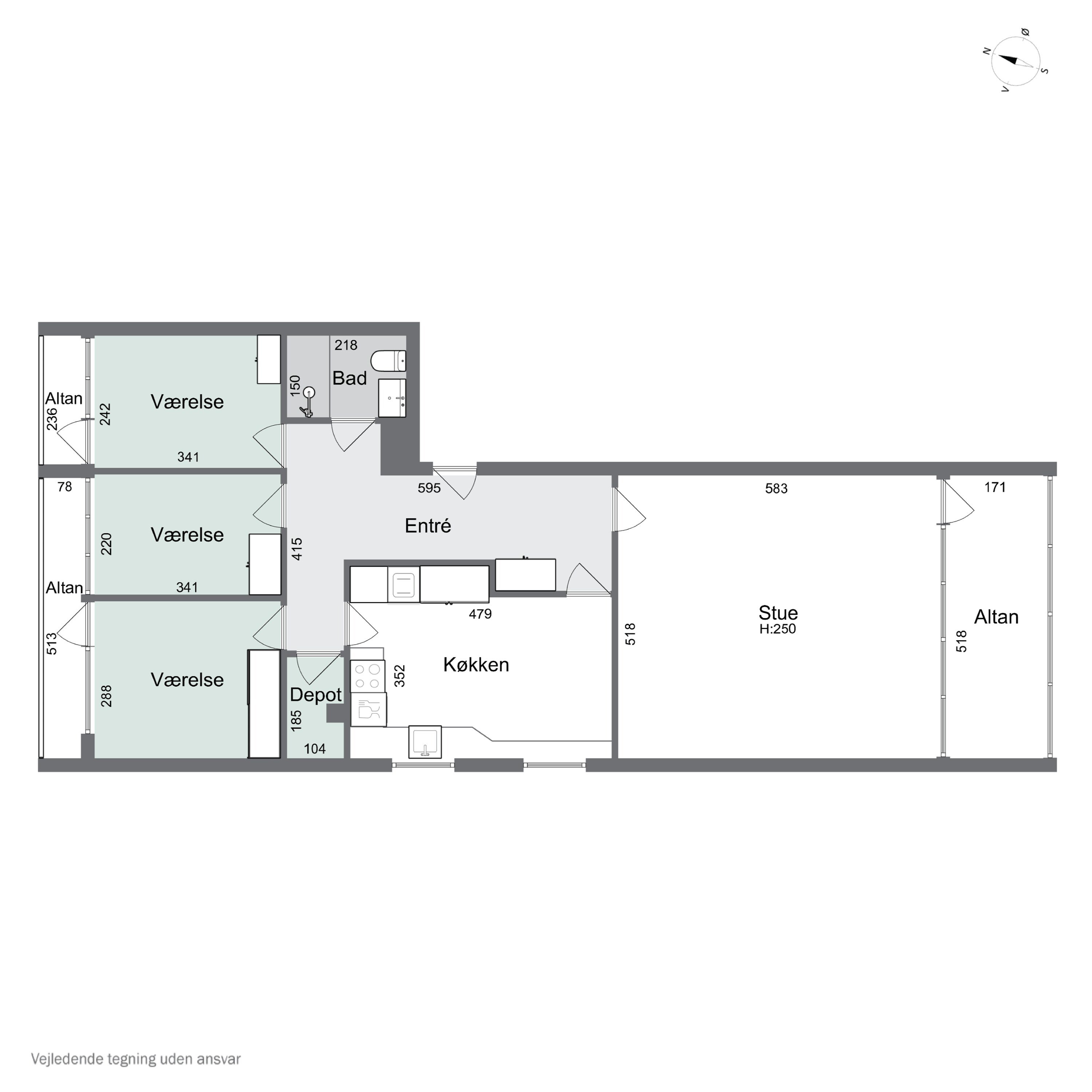 Plantegninger billede af Byskov Alle 34, 2. tv., 4200 Slagelse