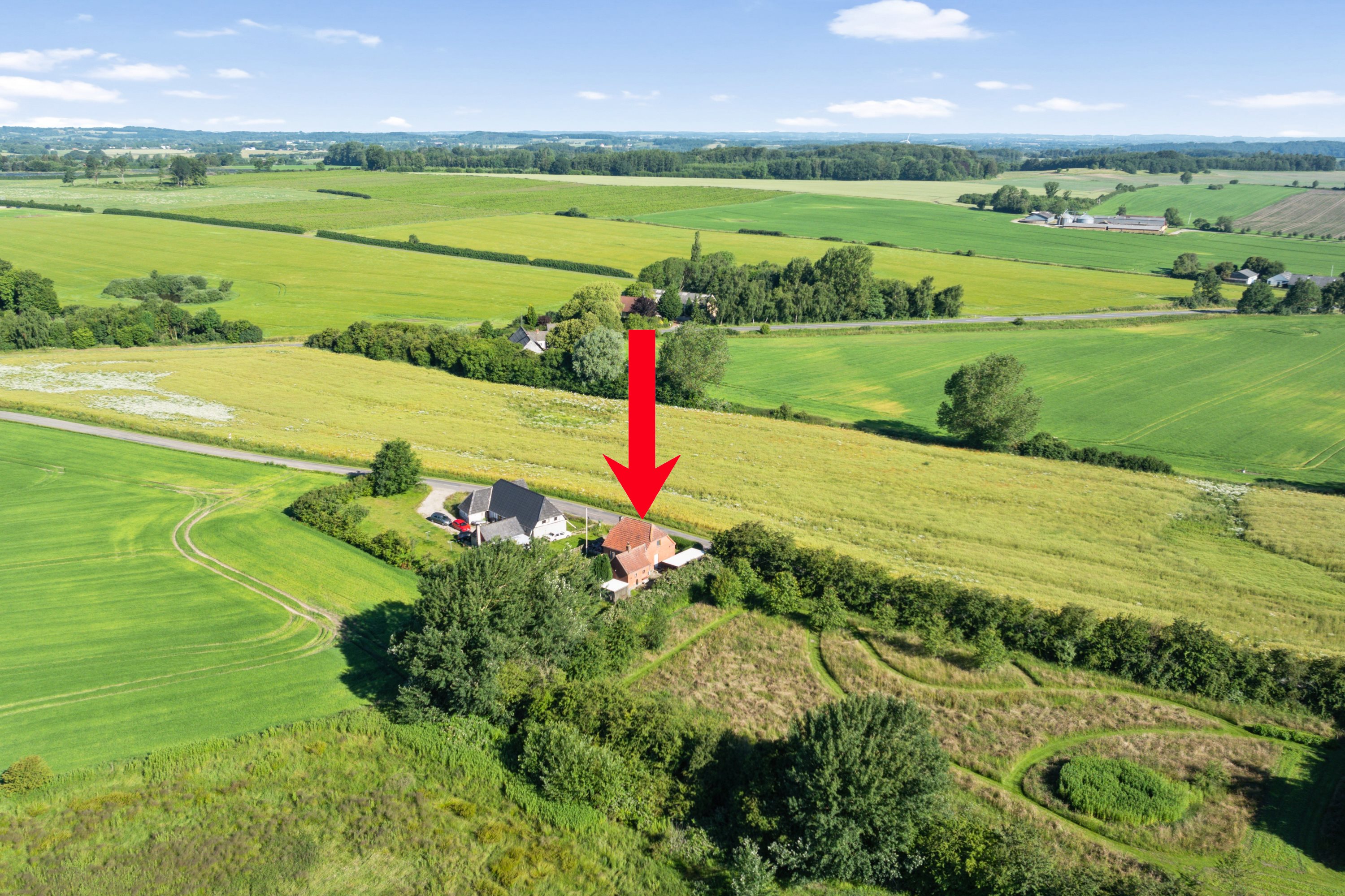 Fremhævet luftfoto billede i fuldskærmstilstand. Billede af Toftekrogen 25, Ø Hæsinge, 5600 Faaborg