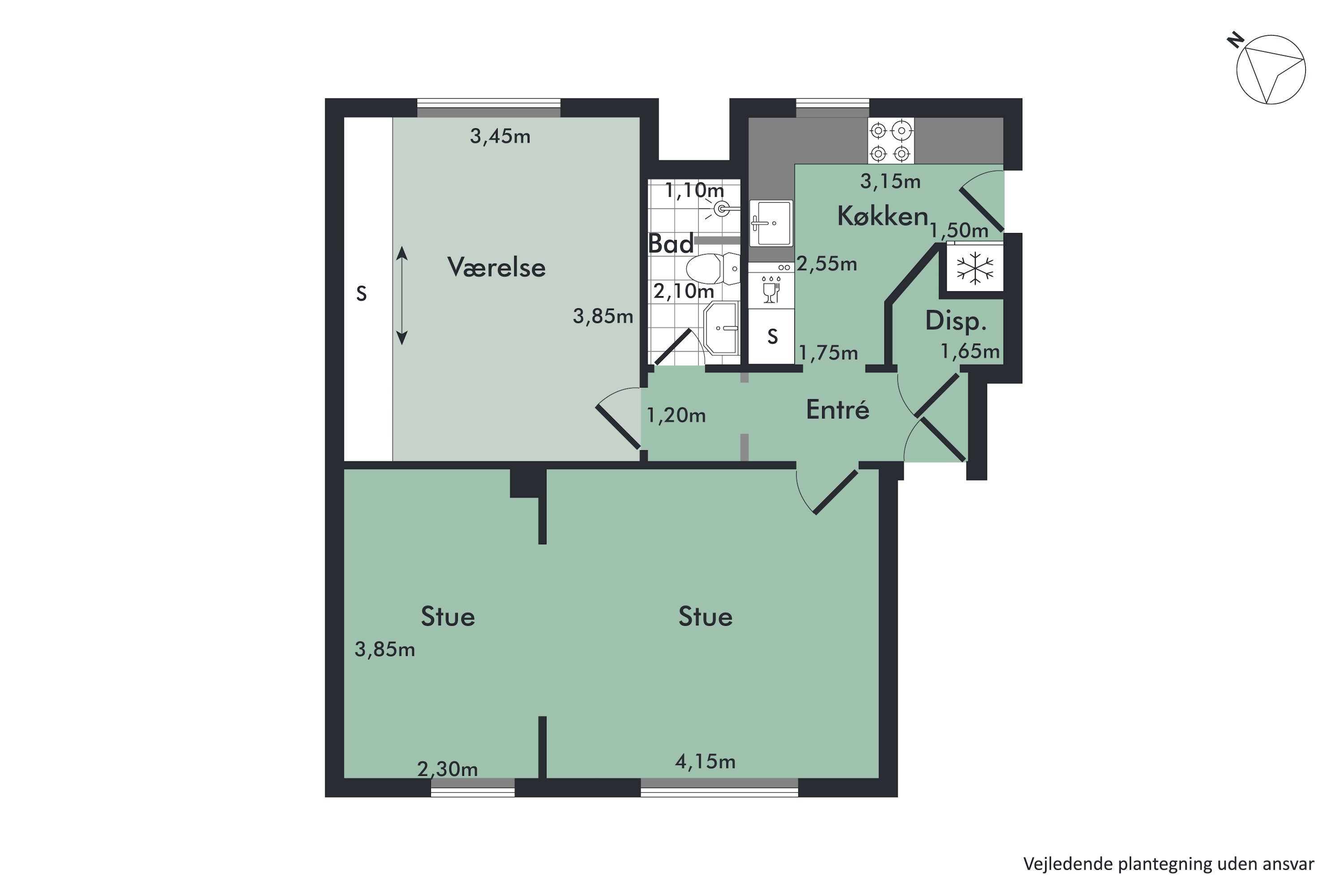 Plantegninger billede af Islandsgade 17, 1. tv., 9000 Aalborg