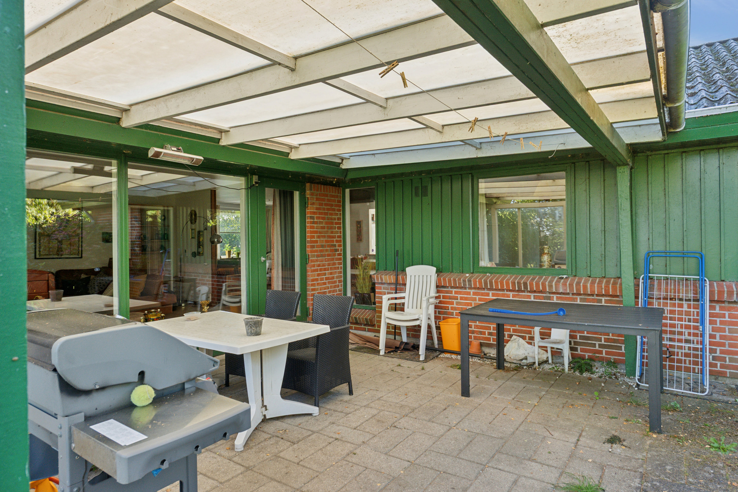 Fremhævet overdækket terrasse billede i fuldskærmstilstand. Billede af Egevej 11, Tullebølle, 5953 Tranekær