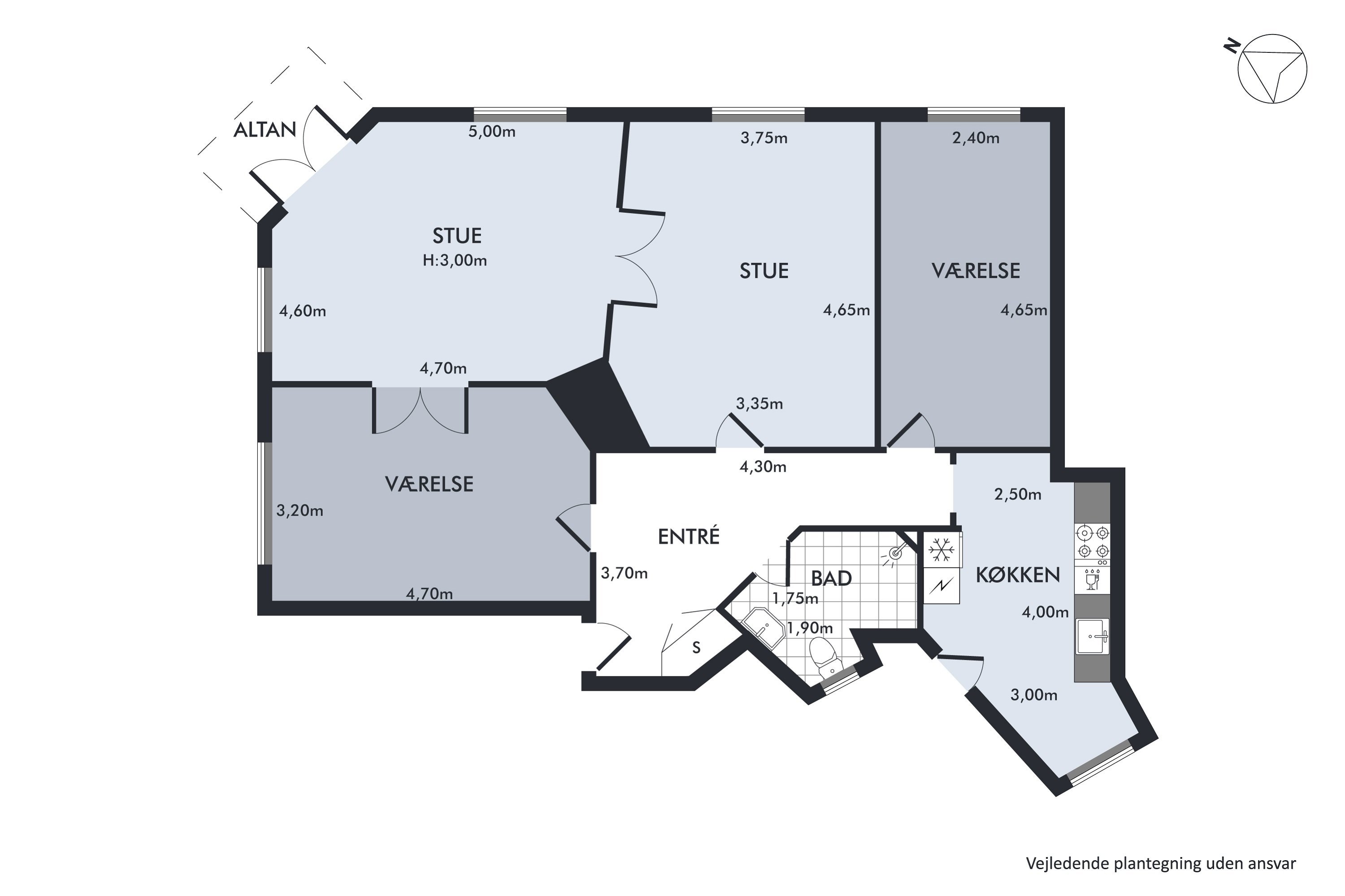 Plantegninger billede af Vejrøgade 5, 2. tv., 2100 København Ø