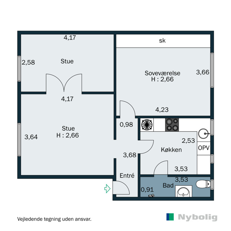 Plantegninger billede af Niels Juels Gade 16, 2. tv., Trøjborg, 8200 Aarhus N