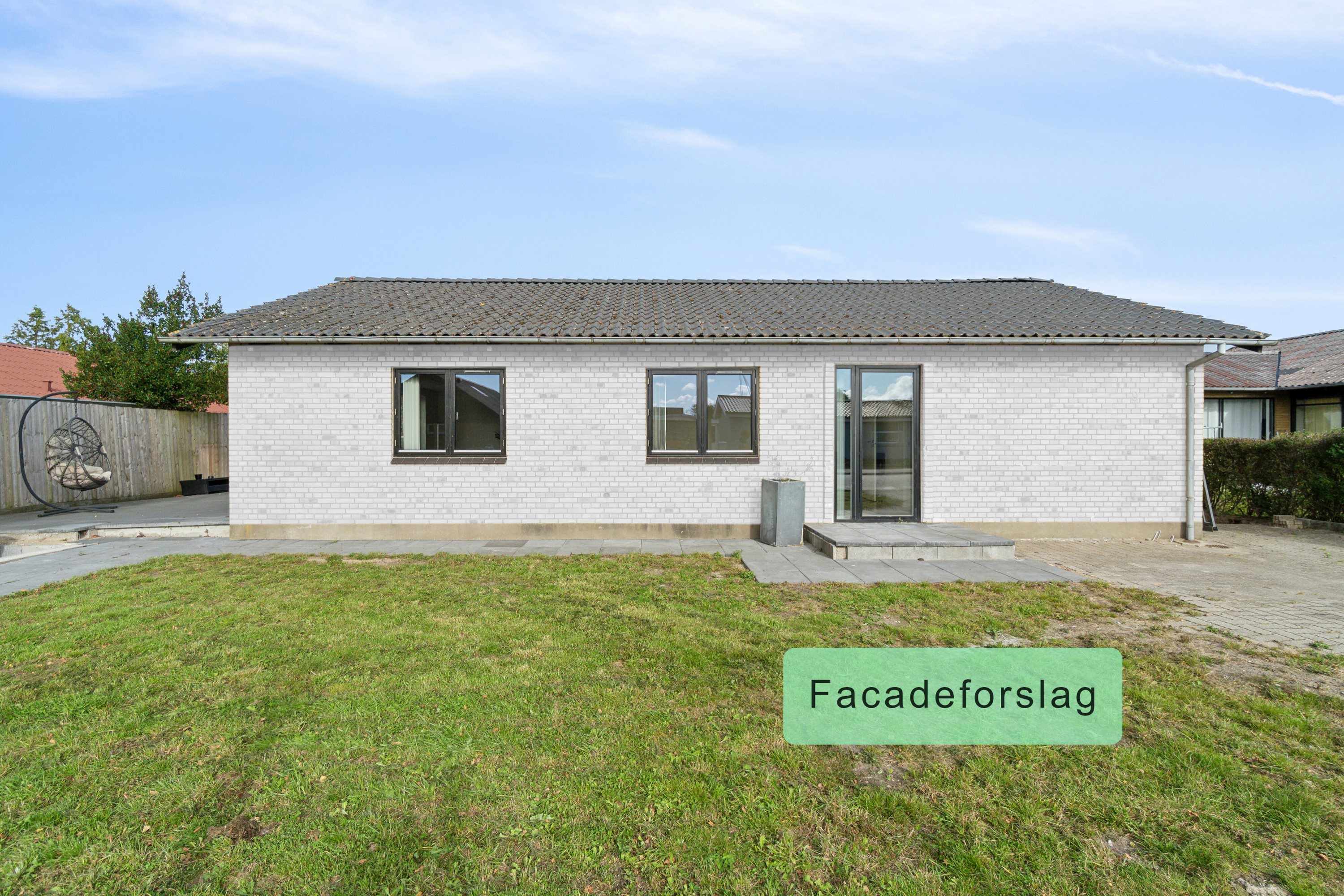 Fremhævet set fra haven billede i fuldskærmstilstand. Billede af Bornholmsgade 9, 7430 Ikast