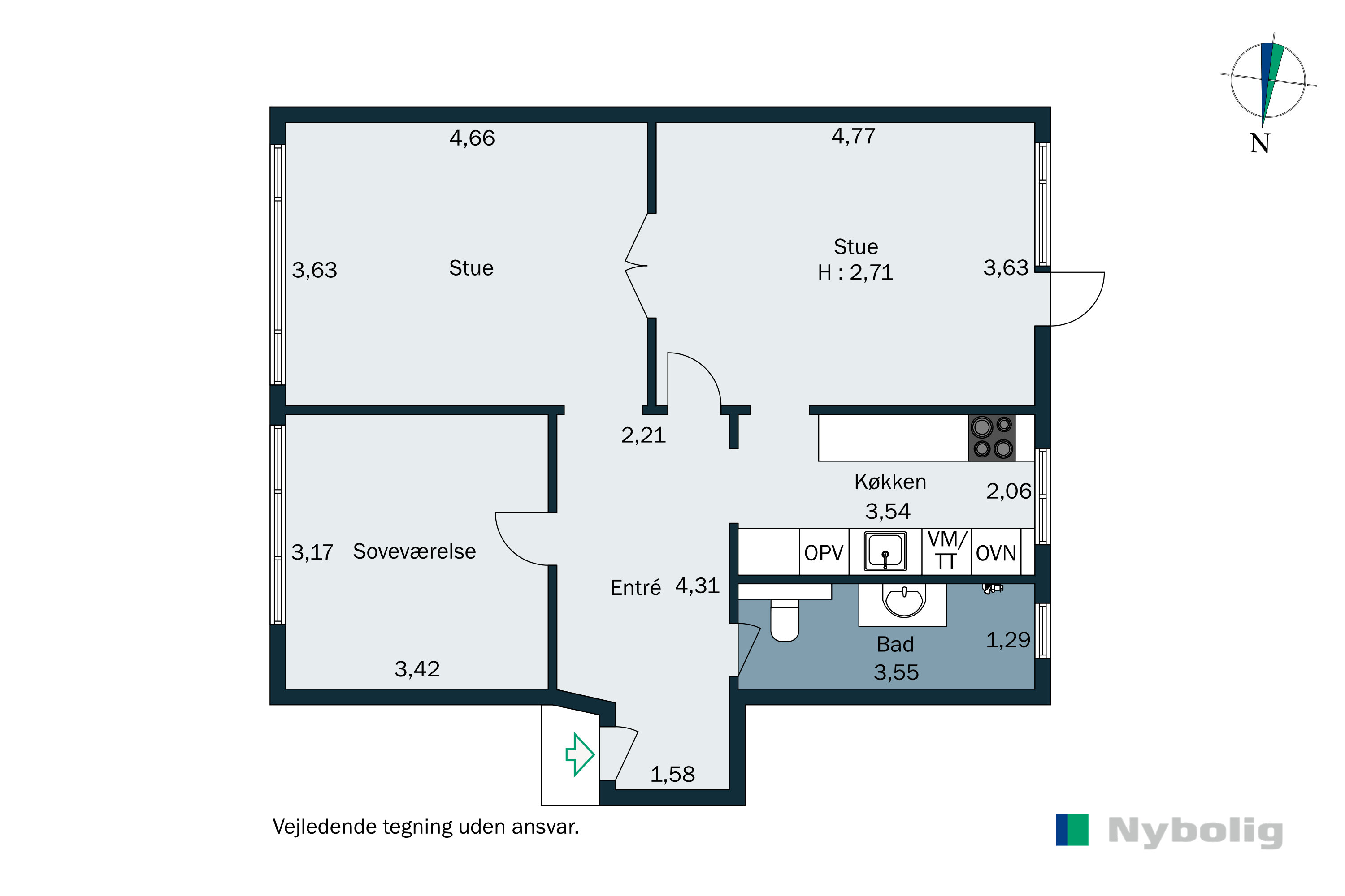 Plantegninger billede af Kongevejen 337B, st.. tv., 2840 Holte