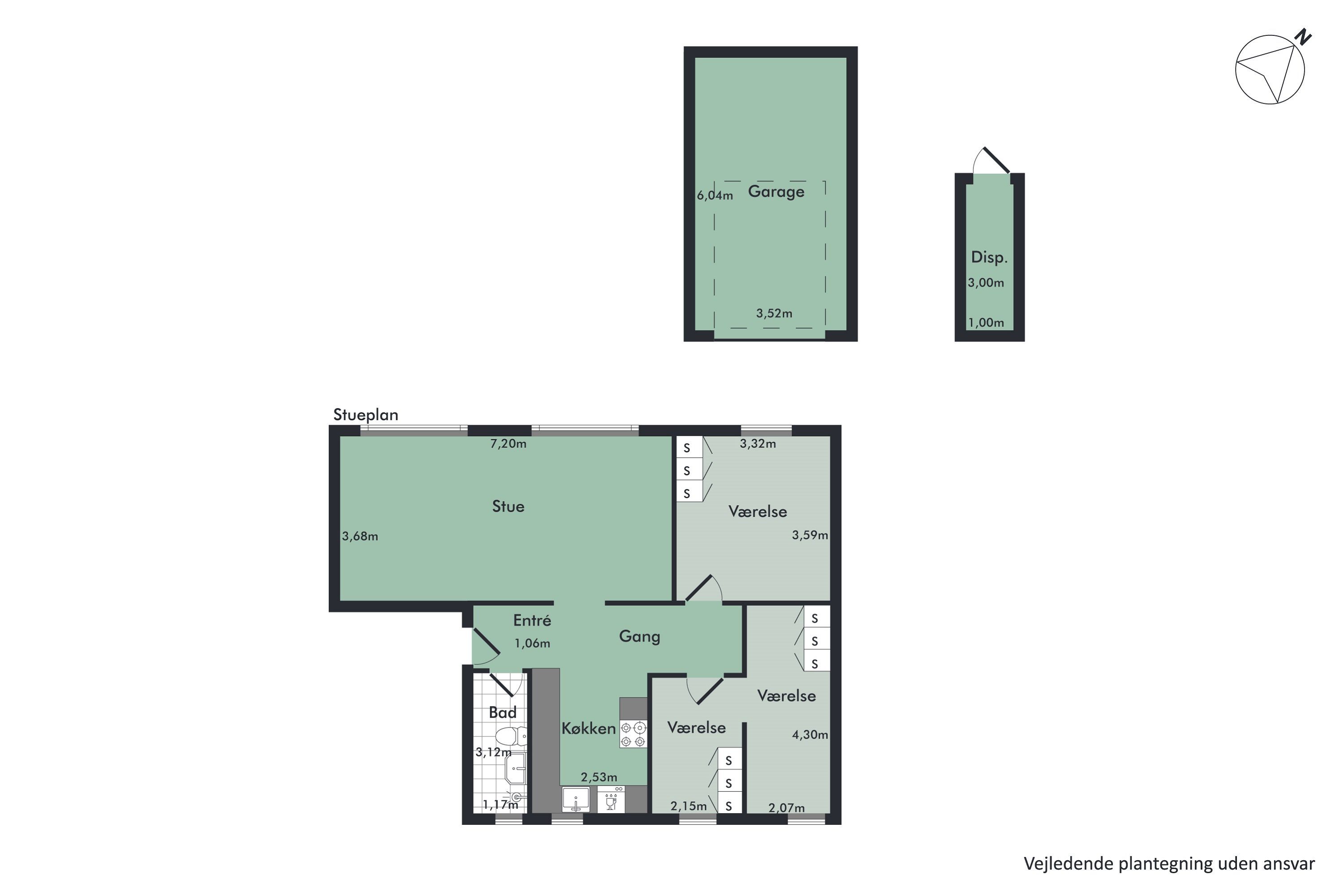 Plantegninger billede af Kongensgade 15, 1. th., 9400 Nørresundby
