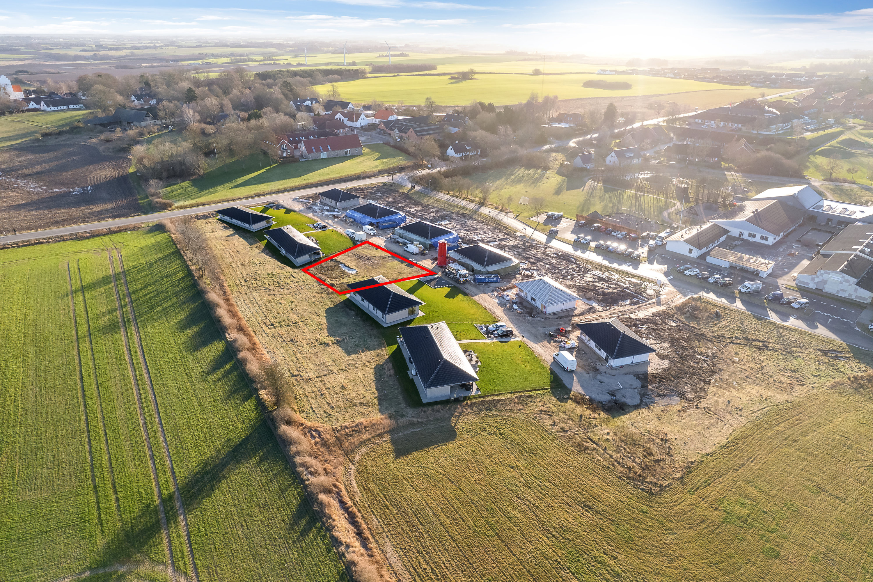 Fremhævet luftfoto billede i fuldskærmstilstand. Billede af Hashøjvænget 6, Slots Bjergby, 4200 Slagelse