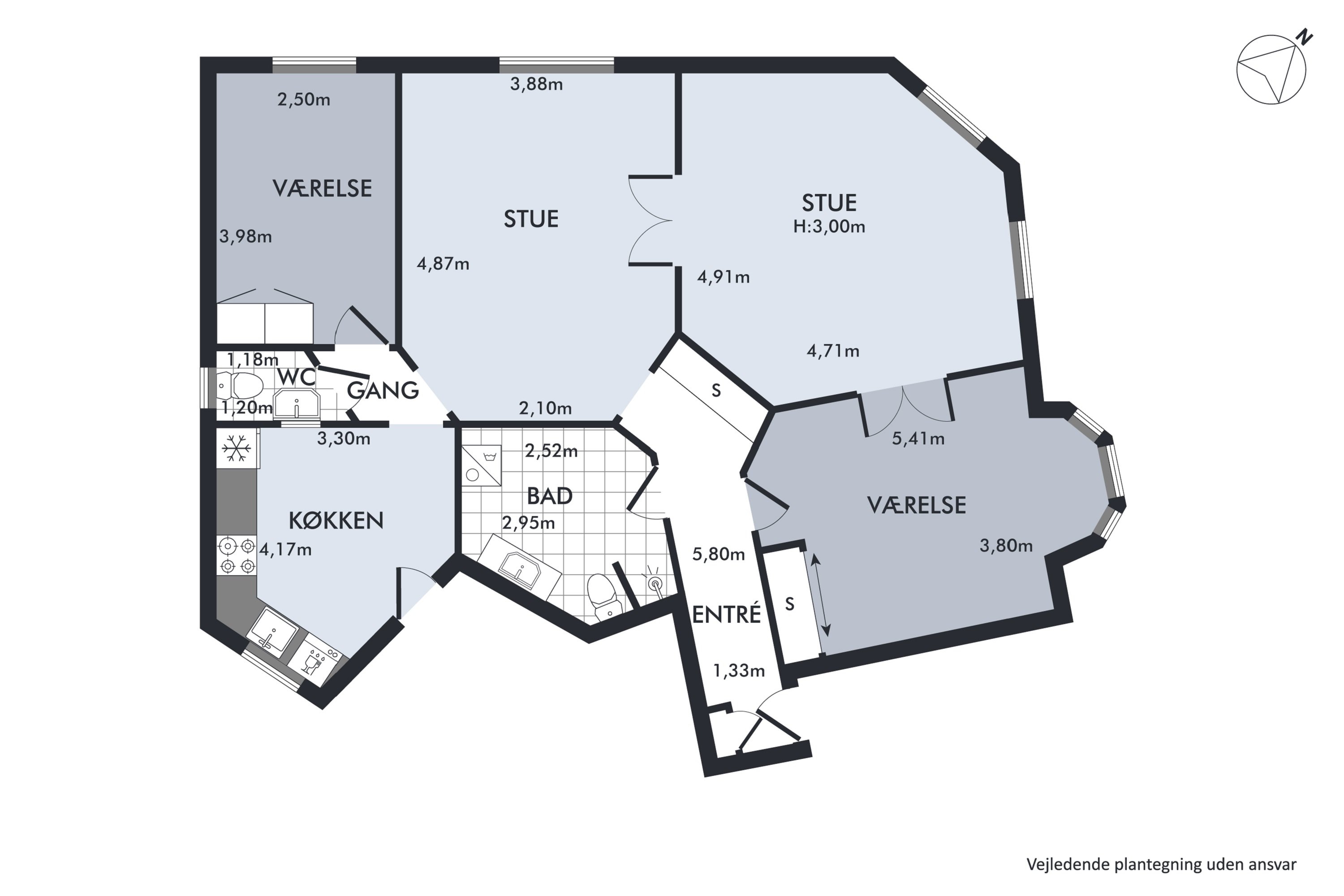 Plantegninger billede af Strandboulevarden 95, 1. th., 2100 København Ø