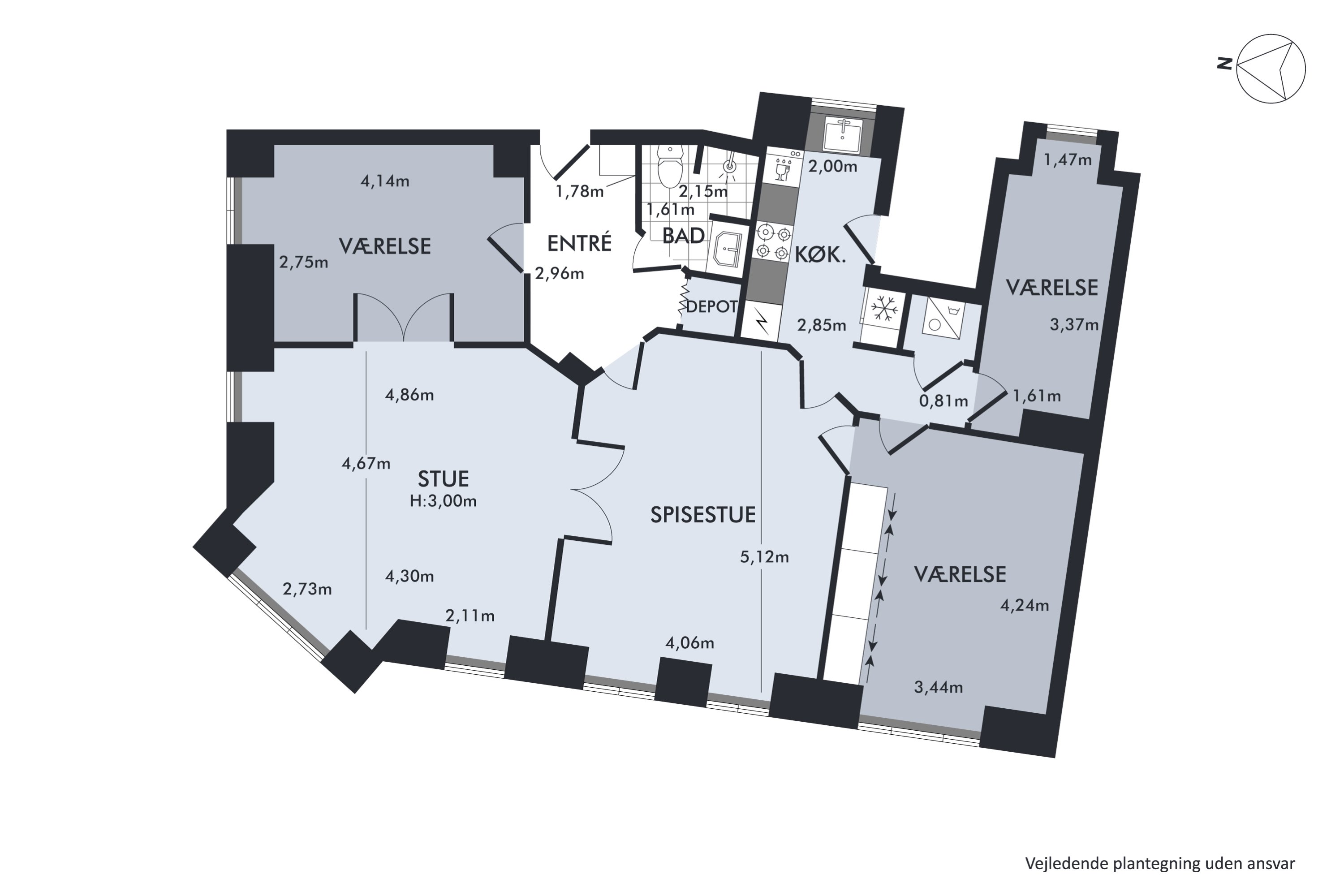 Plantegninger billede af Carl Bernhards Vej 13, st.. th., 1817 Frederiksberg C