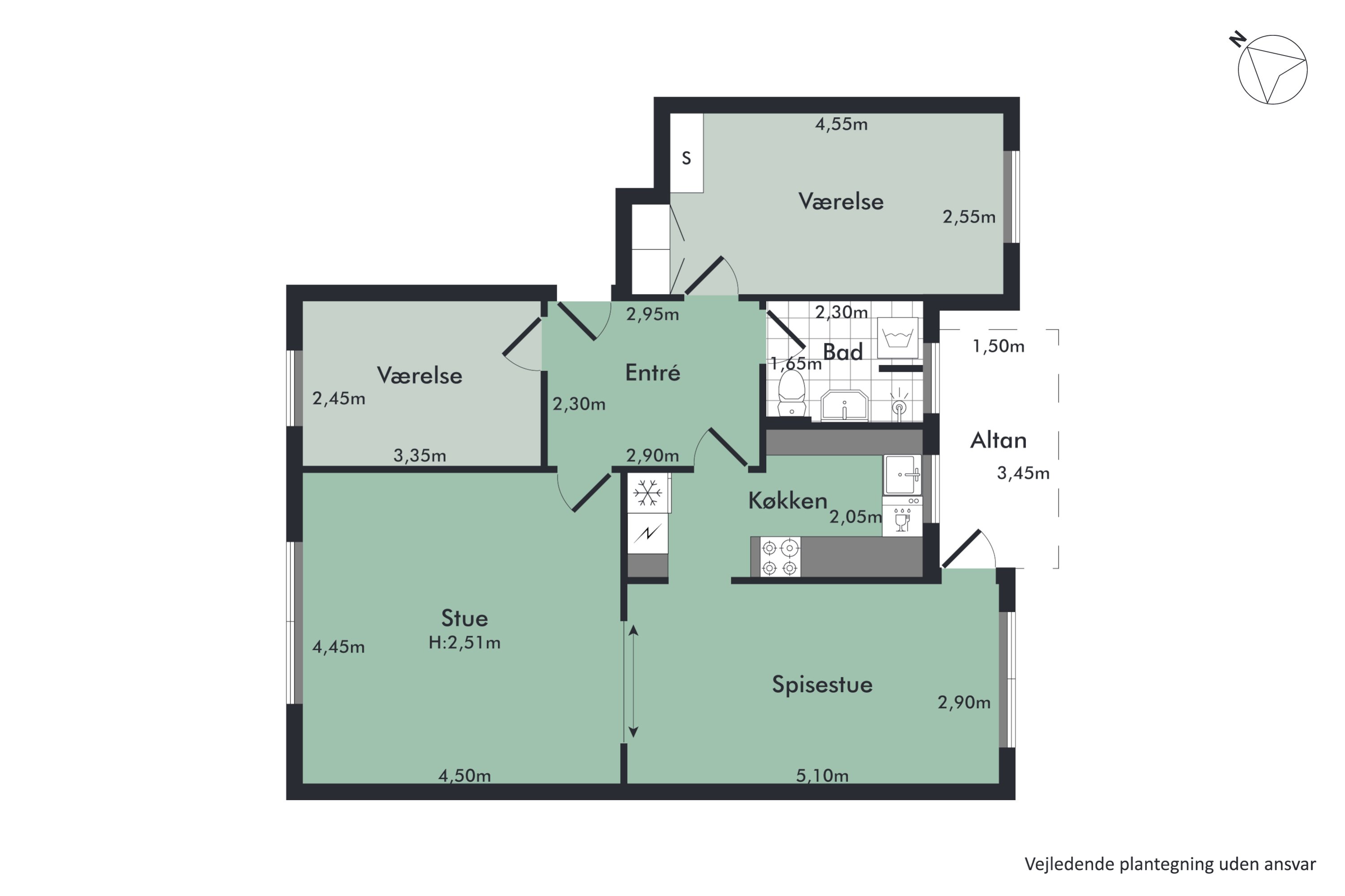 Plantegninger billede af Vestre Alle 5, 2. th., 9000 Aalborg