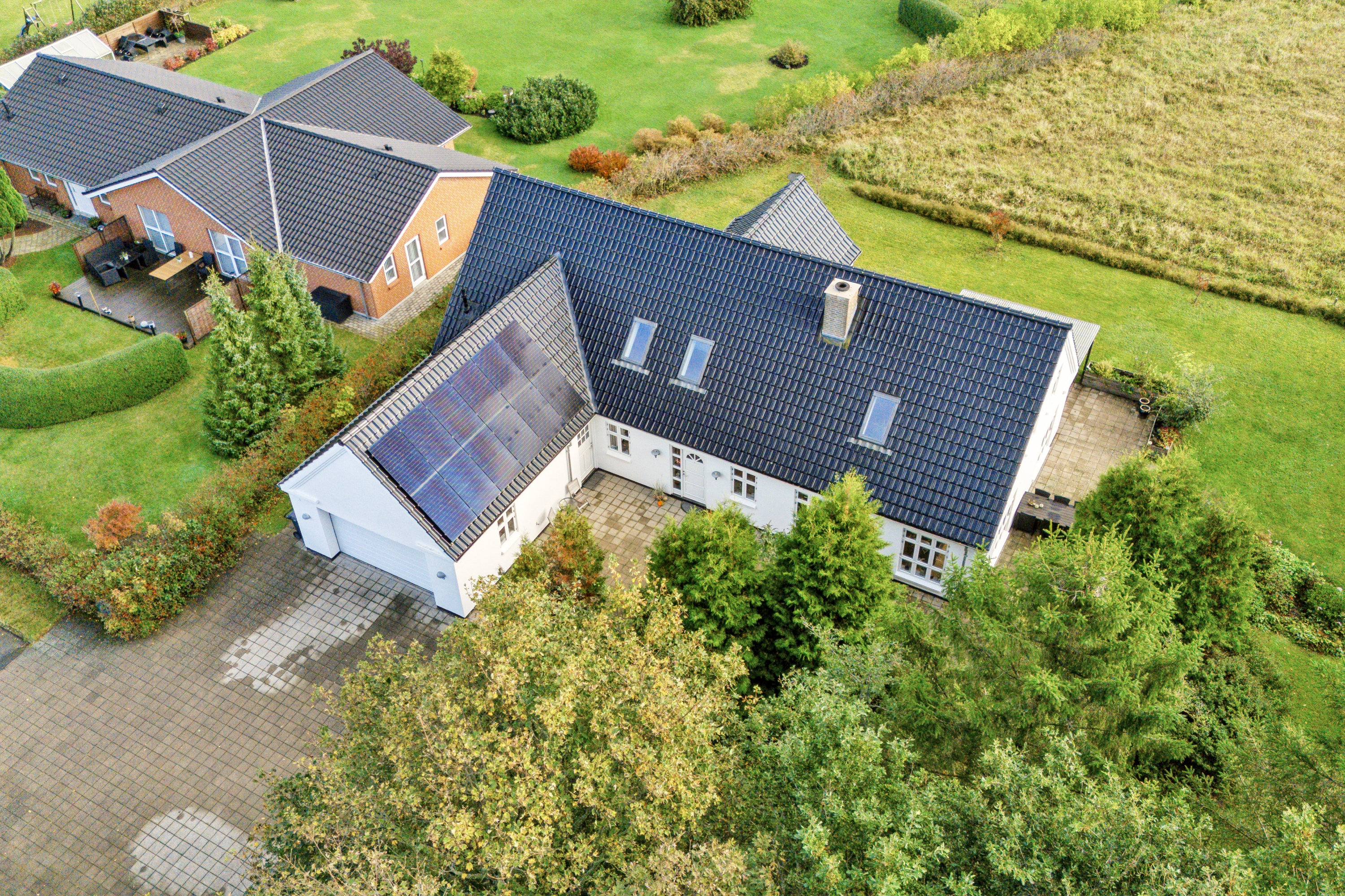 Fremhævet set fra luften billede i fuldskærmstilstand. Billede af Kærvænget 23, Astrup, 9800 Hjørring