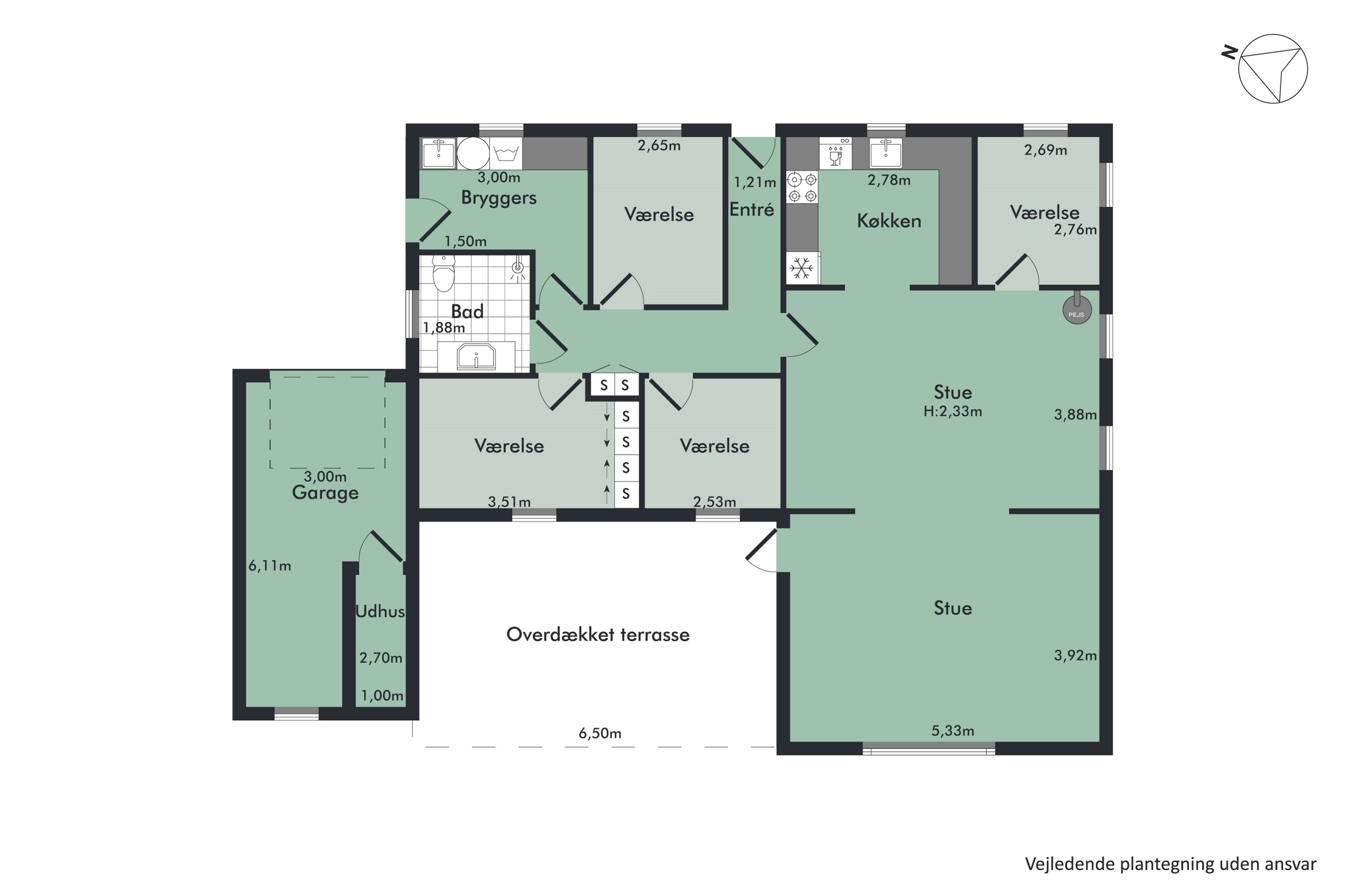 Plantegninger billede af Kærvej 11, Sønder Onsild Stationsby, 9500 Hobro
