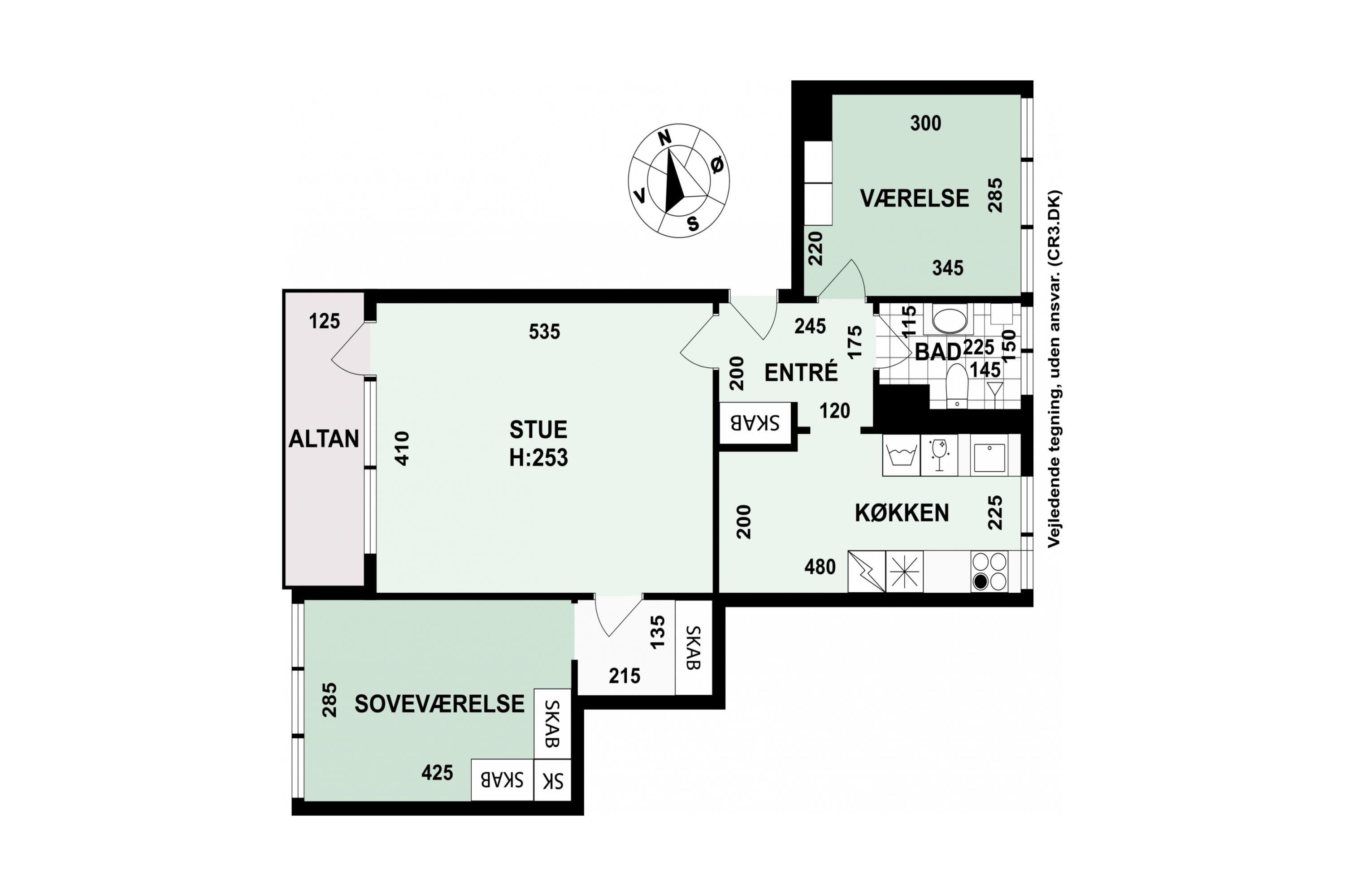 Plantegninger billede af Teglgårdsvej 407, 2. th., 3050 Humlebæk
