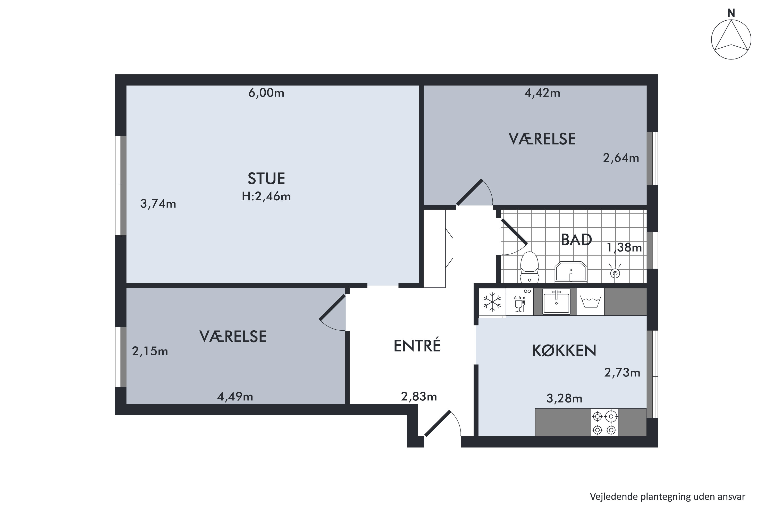 Plantegninger billede af Lindevangshusene 64, 2. th., 2630 Taastrup