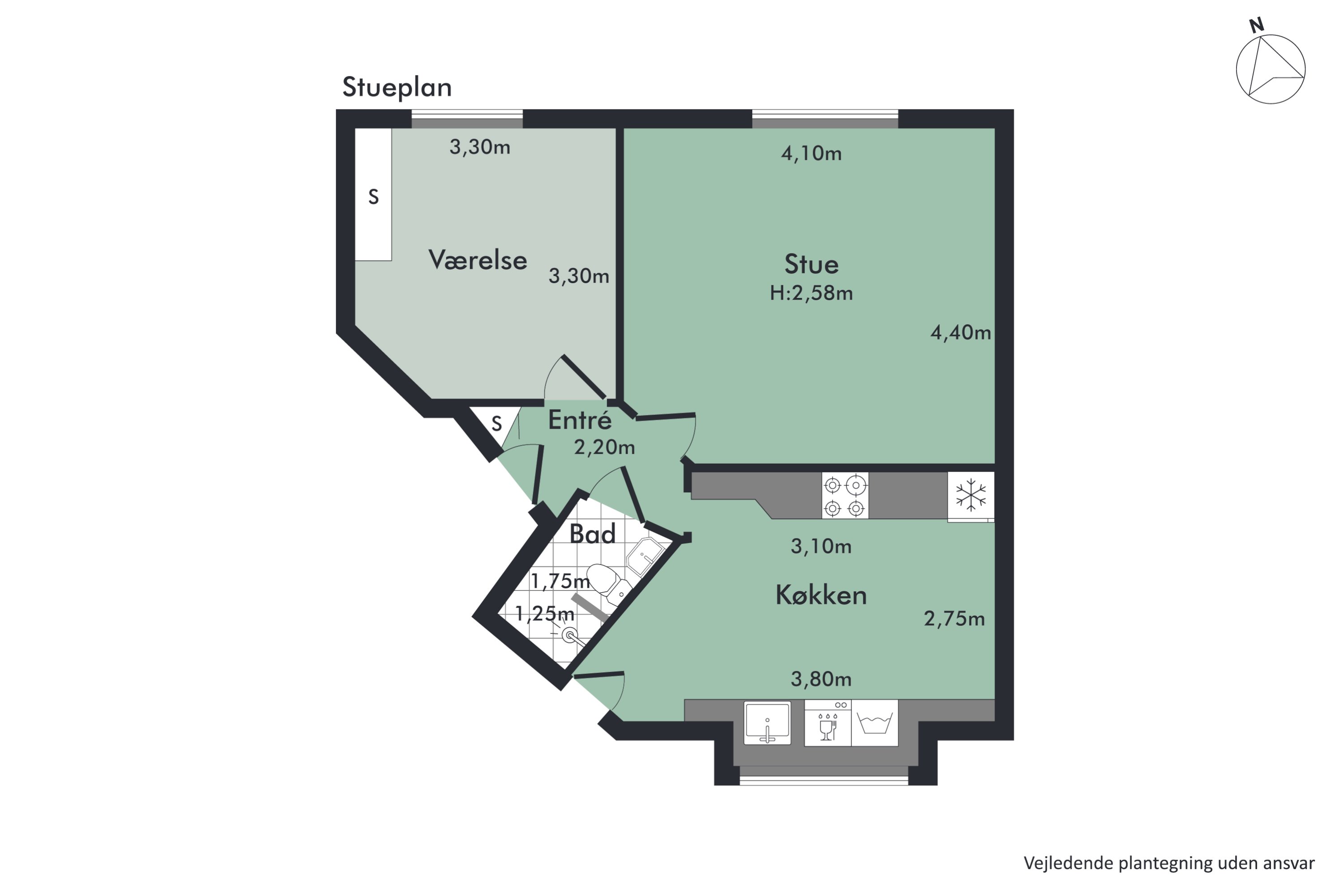 Plantegninger billede af Norgesgade 14, 2. tv., 9000 Aalborg