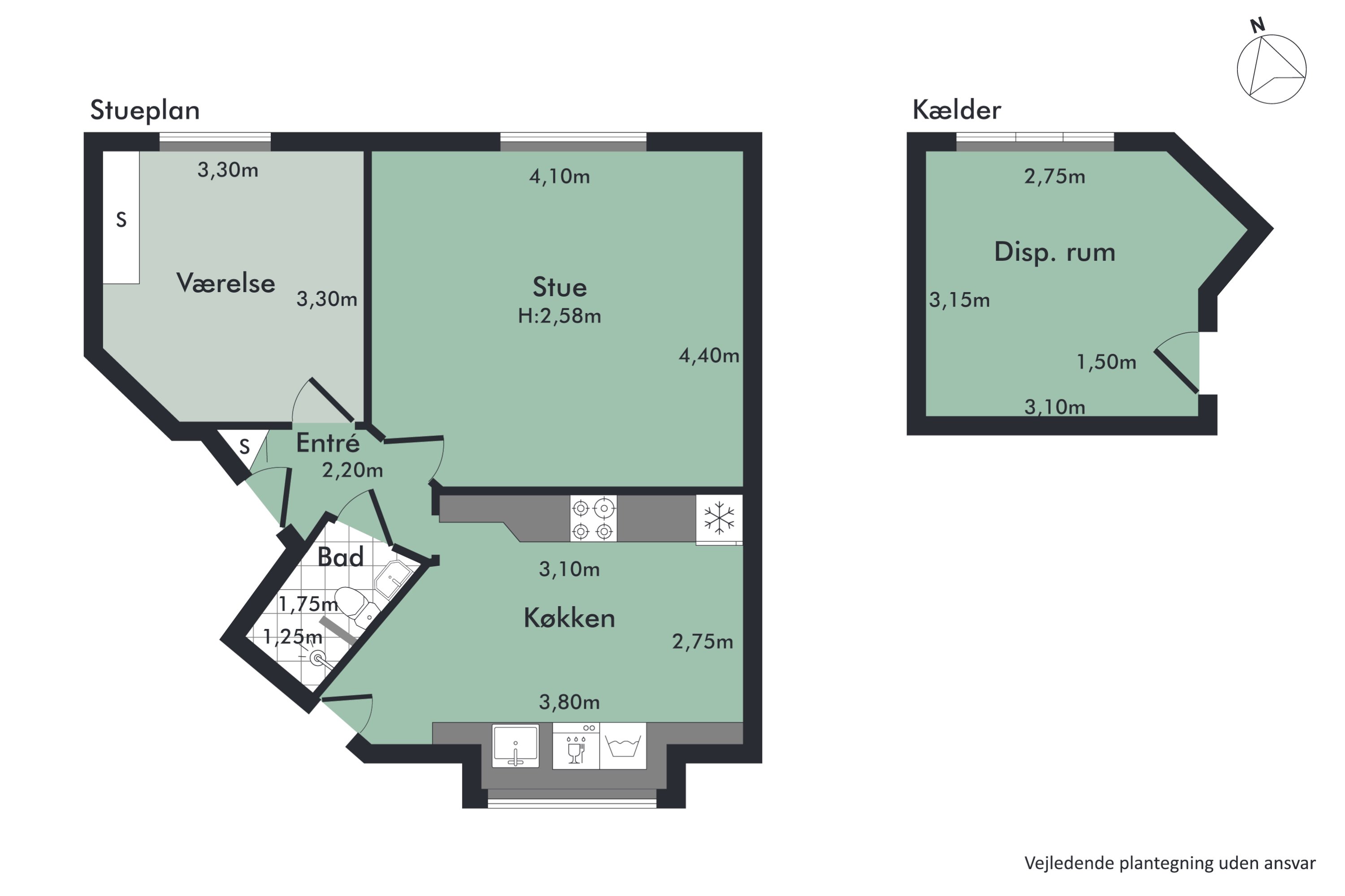 Plantegninger billede af Norgesgade 14, 2. tv., 9000 Aalborg