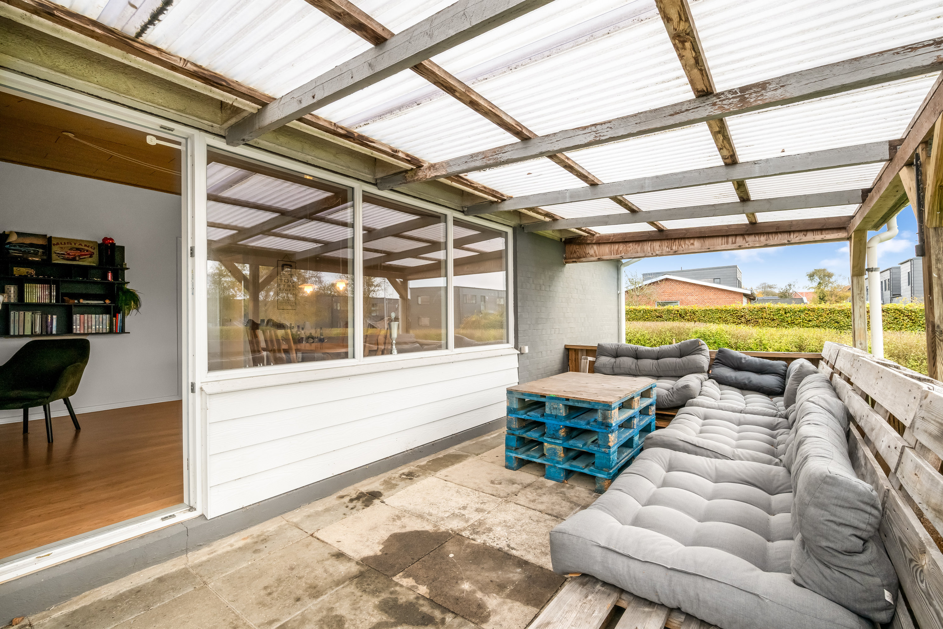 Fremhævet overdækket terrasse billede i fuldskærmstilstand. Billede af Baunbækvej 9, 6880 Tarm