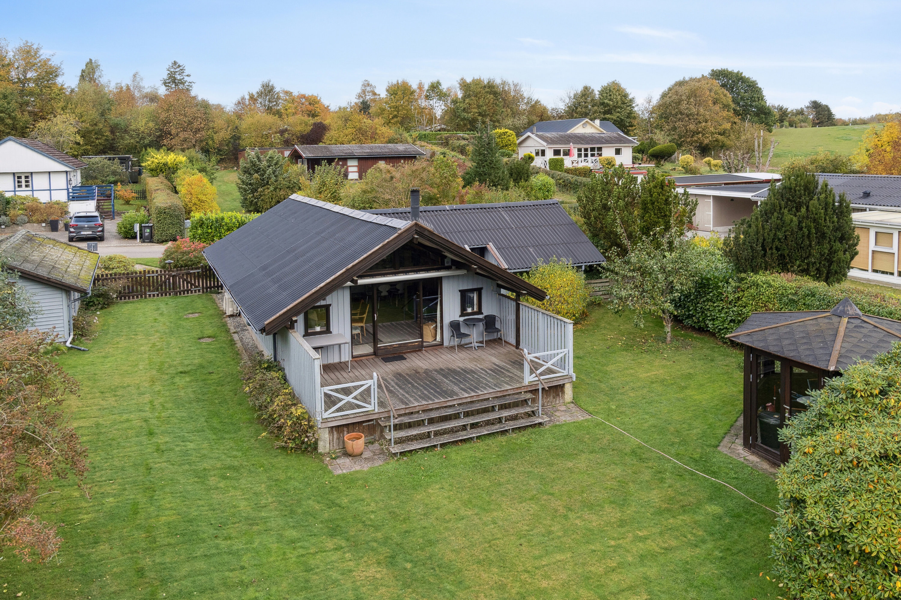 Fremhævet set fra haven billede i fuldskærmstilstand. Billede af Strandlystvej 32, Store Havelse Strand, 3310 Ølsted