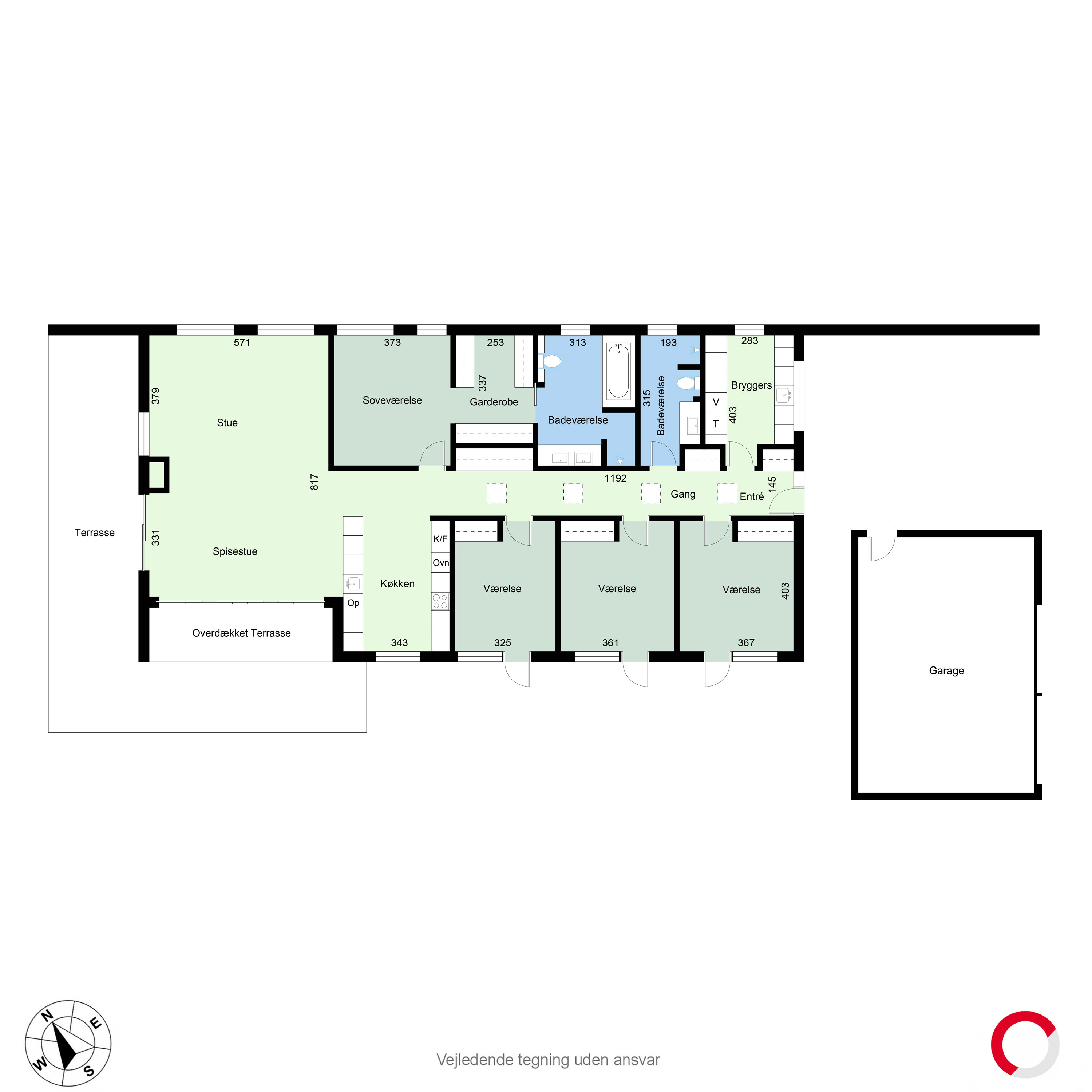 Plantegninger billede af Østervænget 32, 8381 Tilst