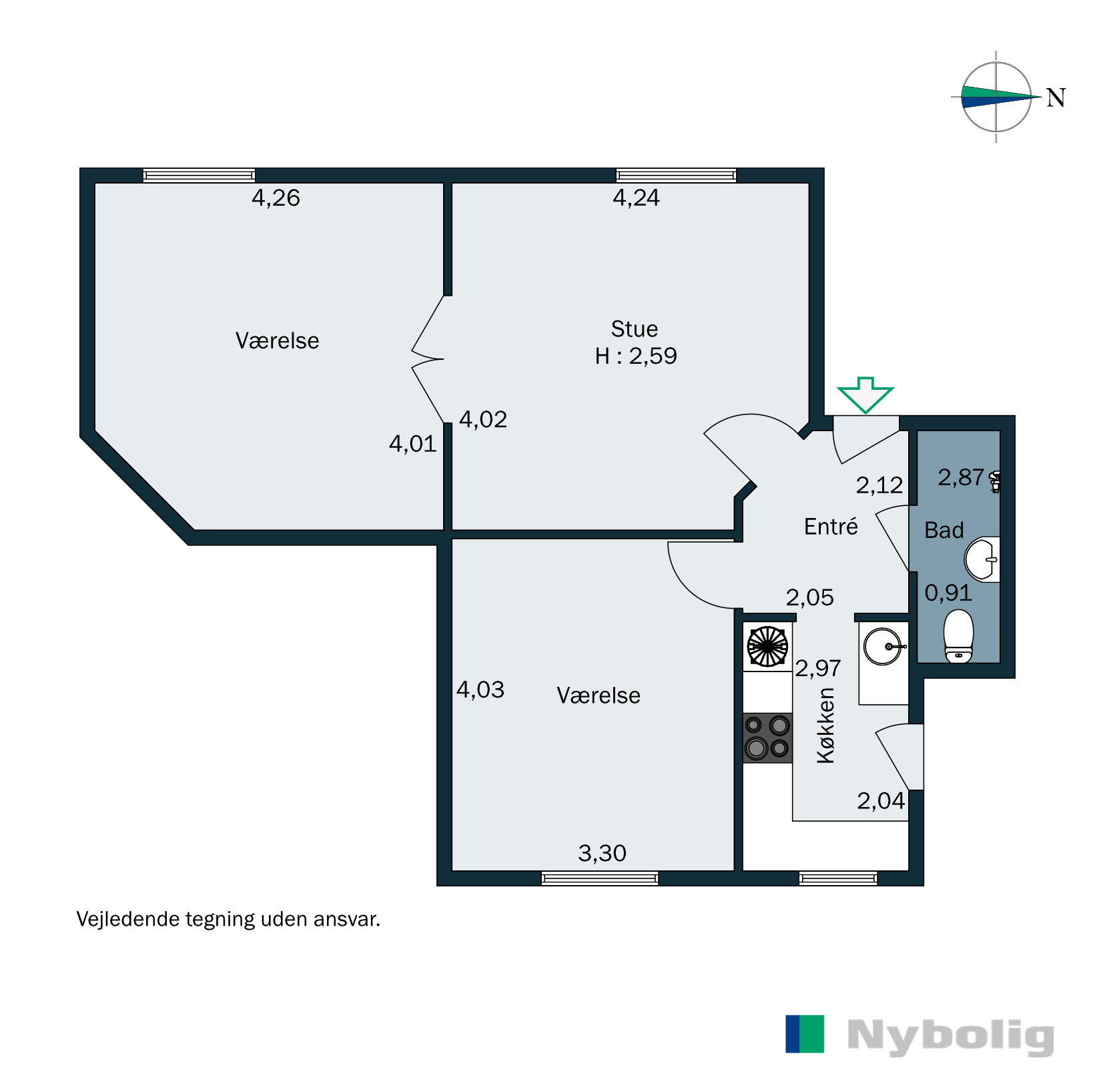 Plantegninger billede af Emil Møllers Gade 18, 3. th., 8700 Horsens