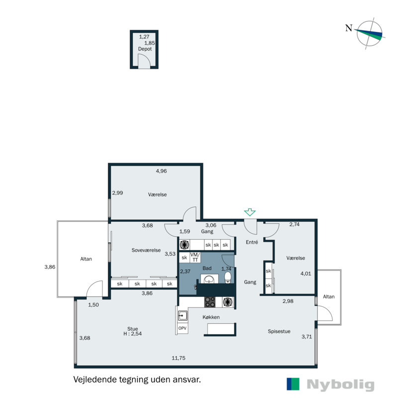 Plantegninger billede af Strandvej 37, 2. tv., 4220 Korsør