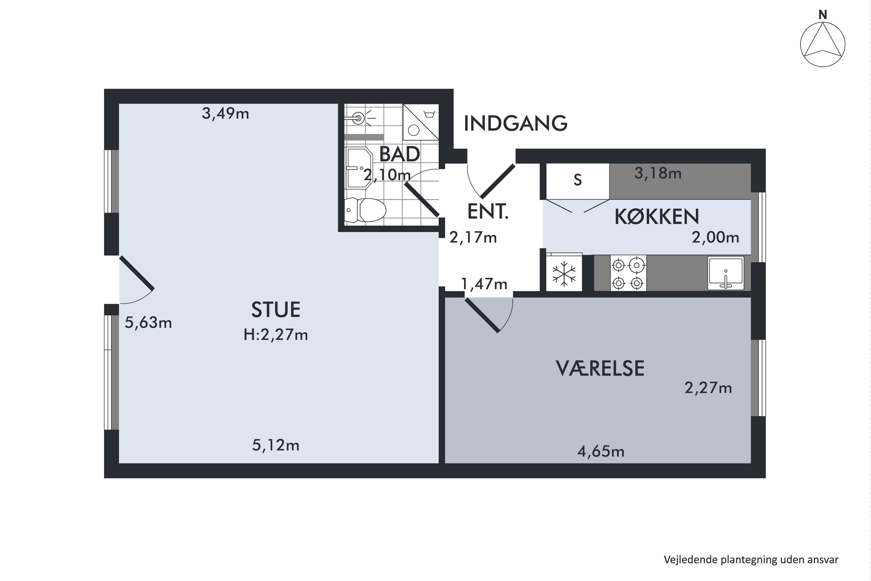 Plantegninger billede af Snerlevej 23, 2. tv., 8930 Randers NØ