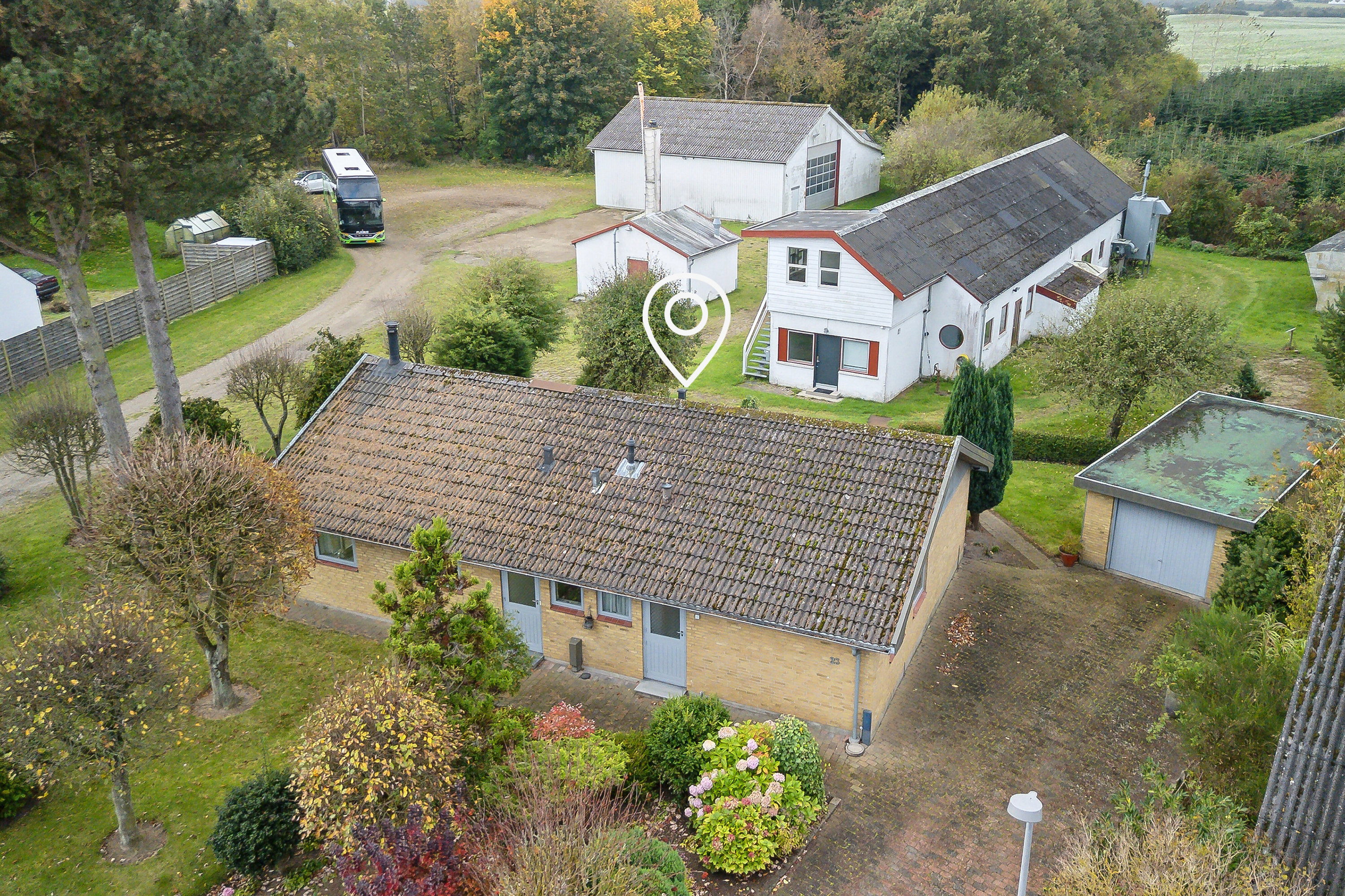 Fremhævet set fra haven billede i fuldskærmstilstand. Billede af Grønnegade 21+23, Ulbølle, 5762 Vester Skerninge