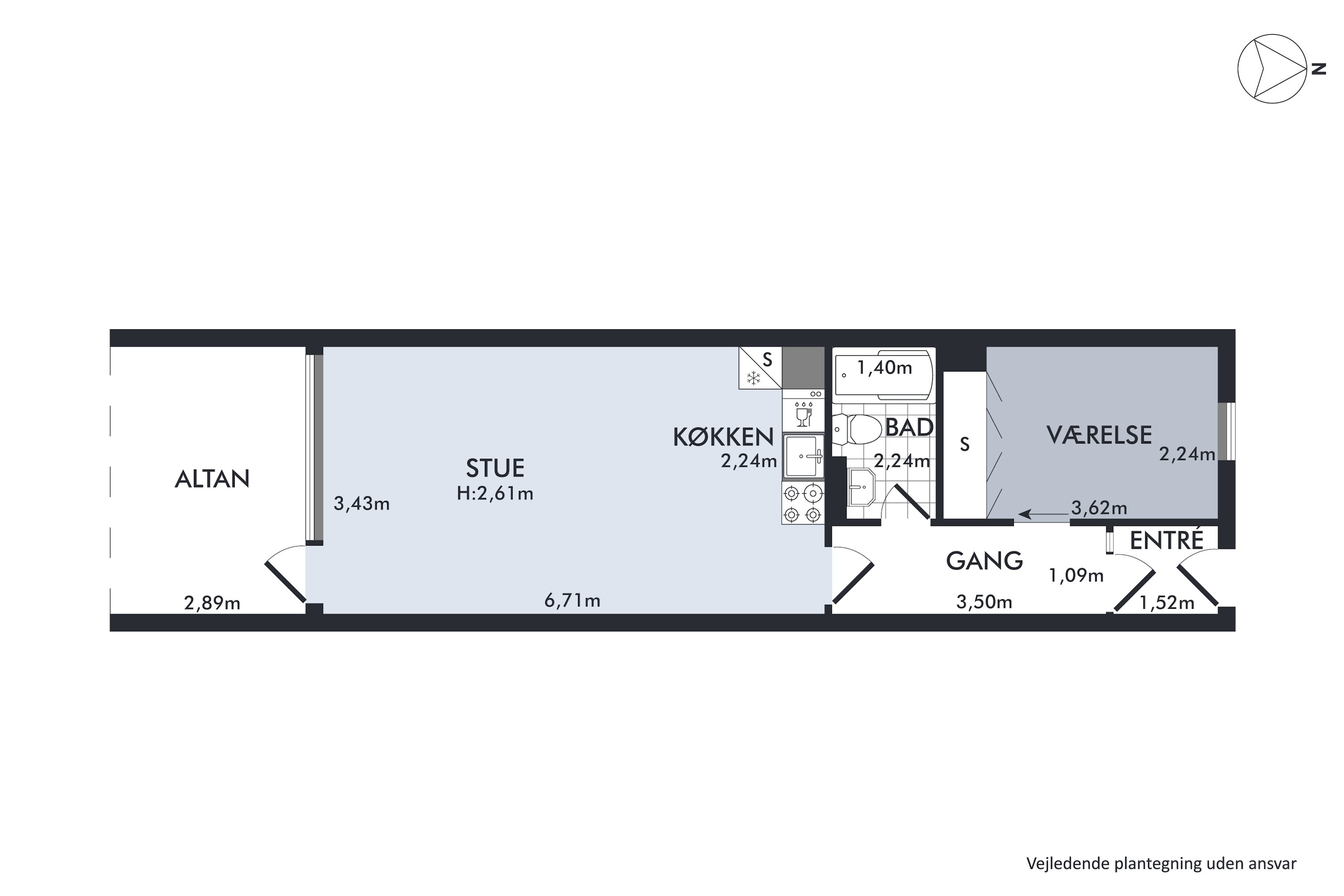 Plantegninger billede af Fægangsvej 11B, 1. 208., Bønnerup Strand, 8585 Glesborg