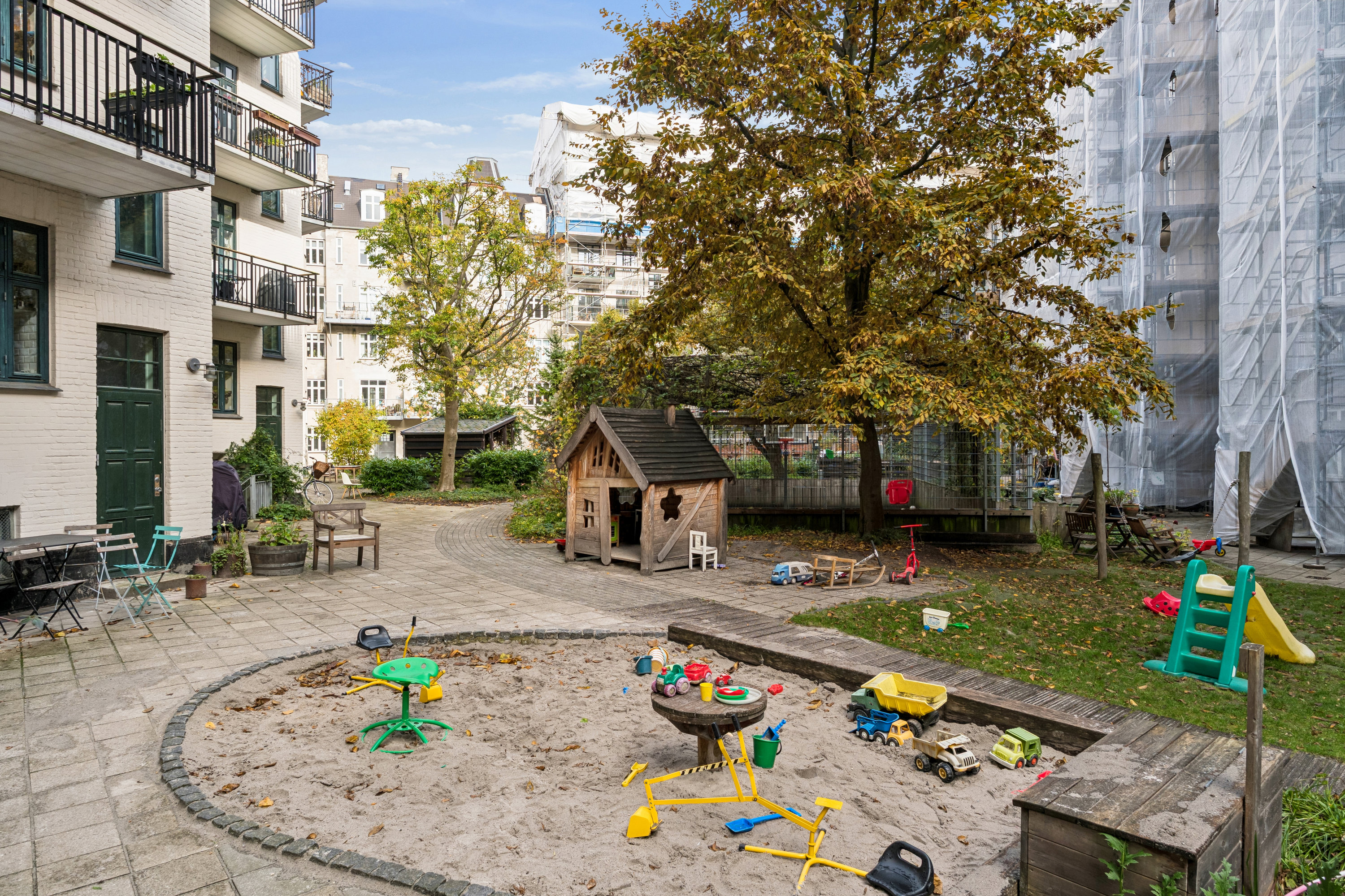 Fremhævet gårdmiljø billede i fuldskærmstilstand. Billede af Svendborggade 14, 5. th., 2100 København Ø