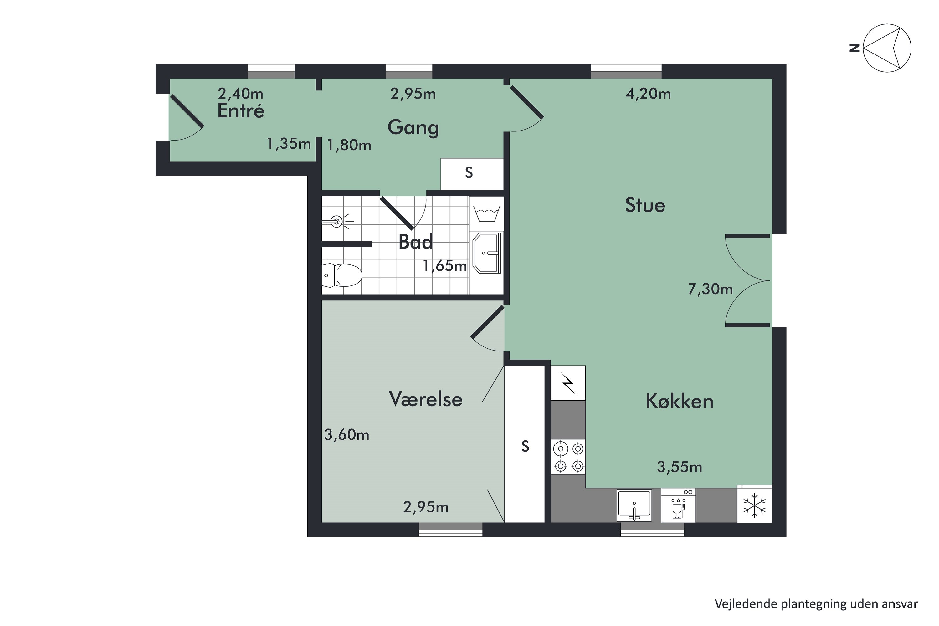 Plantegninger billede af Fredericiagade 13E, st.., 9000 Aalborg