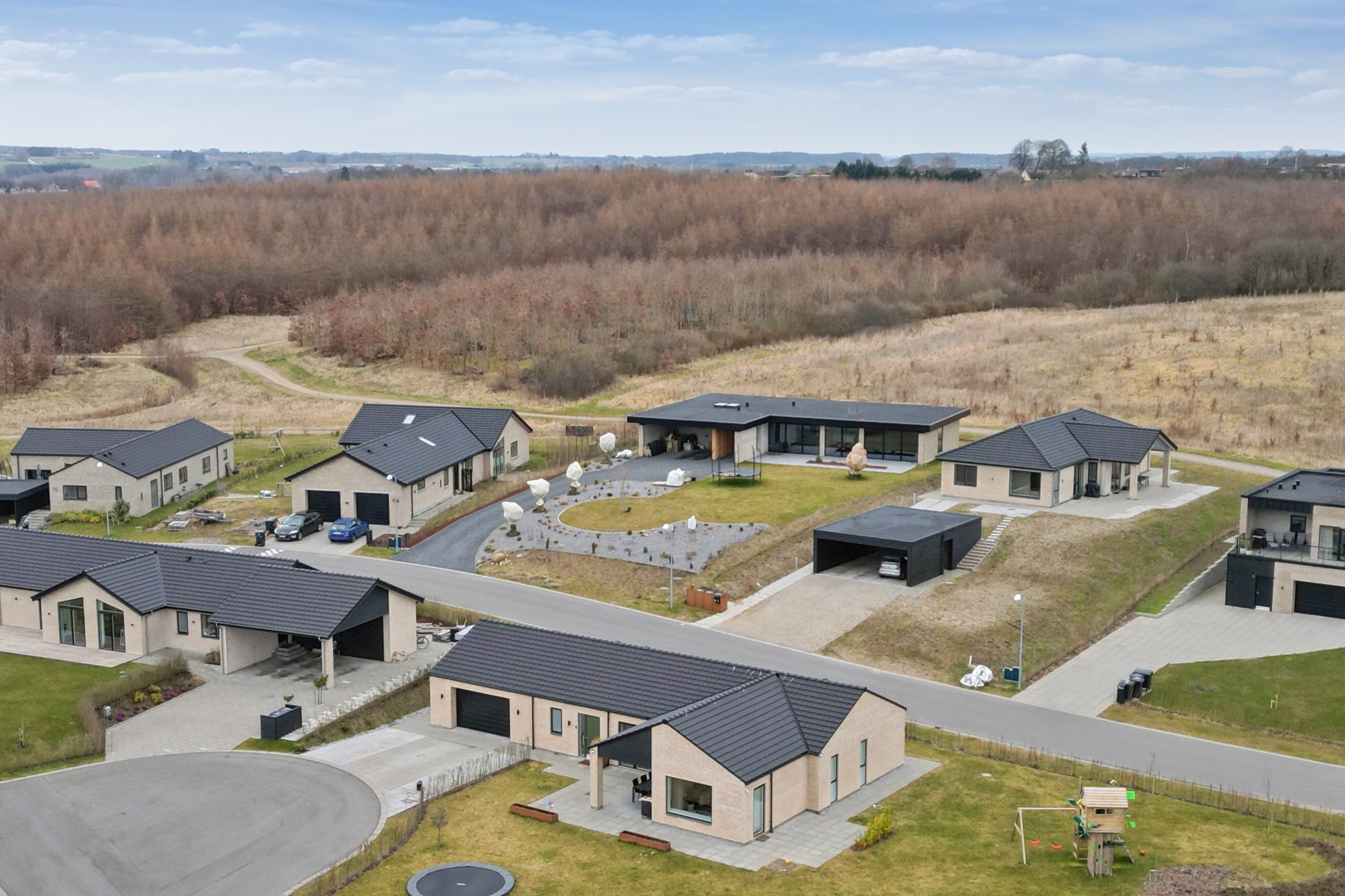 Fremhævet luftfoto billede i fuldskærmstilstand. Billede af Admiraltoften 47, 8660 Skanderborg